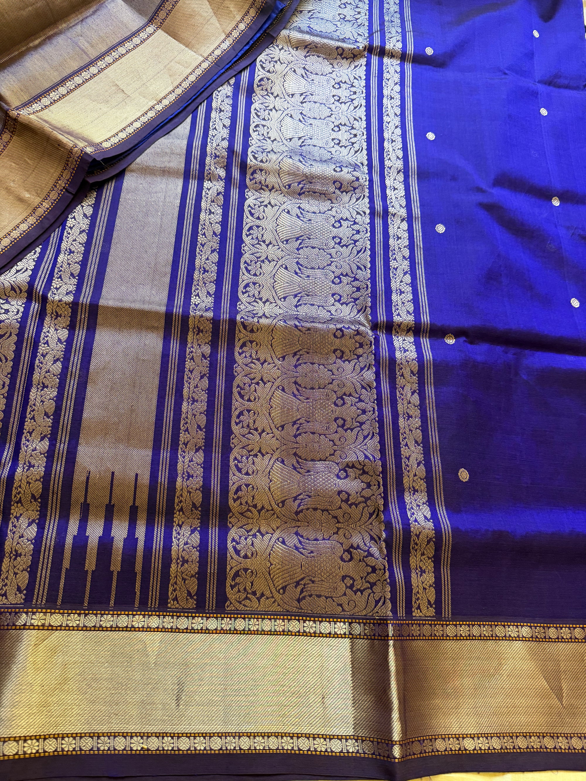 Silk Cotton : Double Pallu (Eggplant Purple)