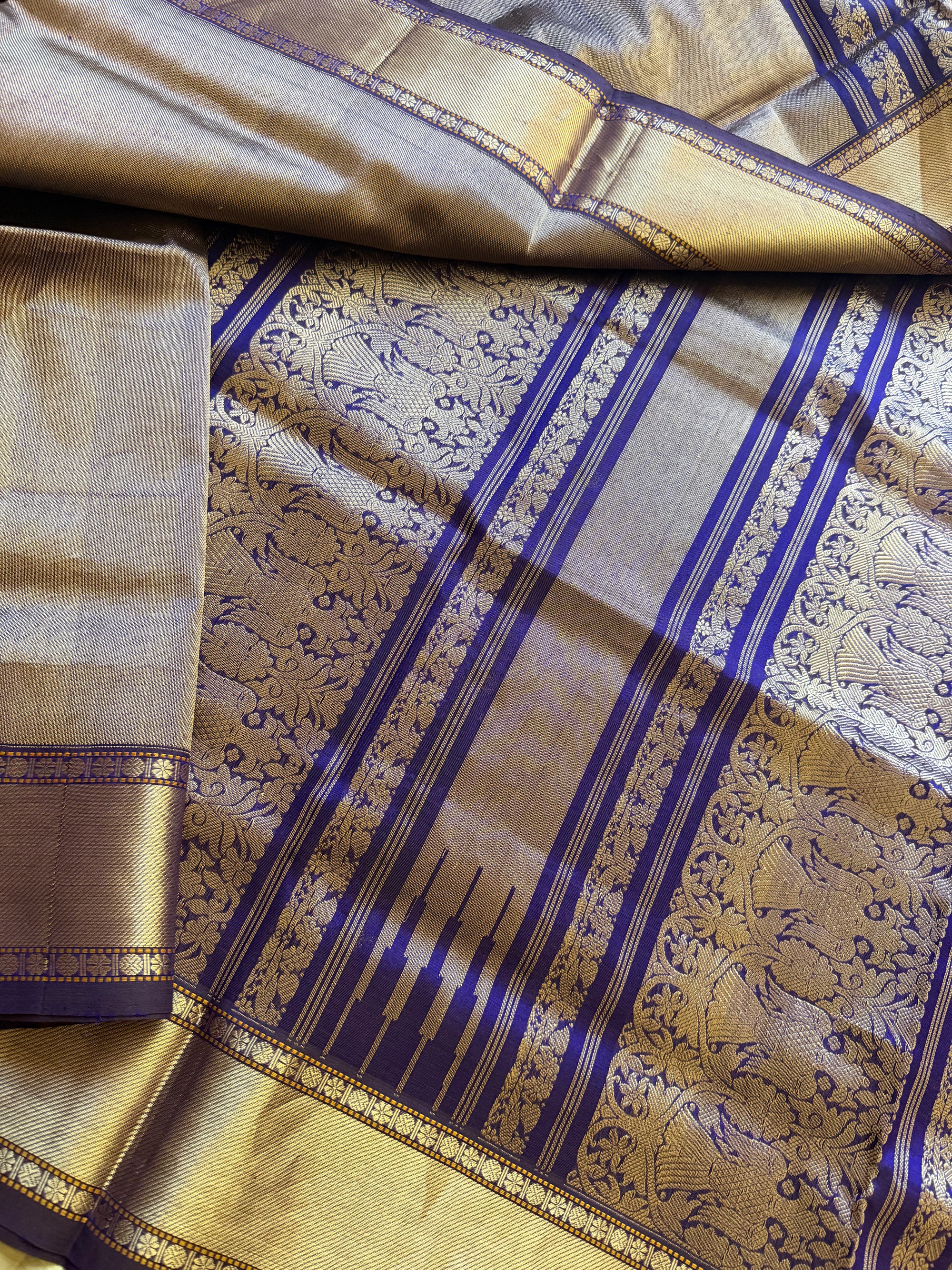 Silk Cotton : Double Pallu (Eggplant Purple)