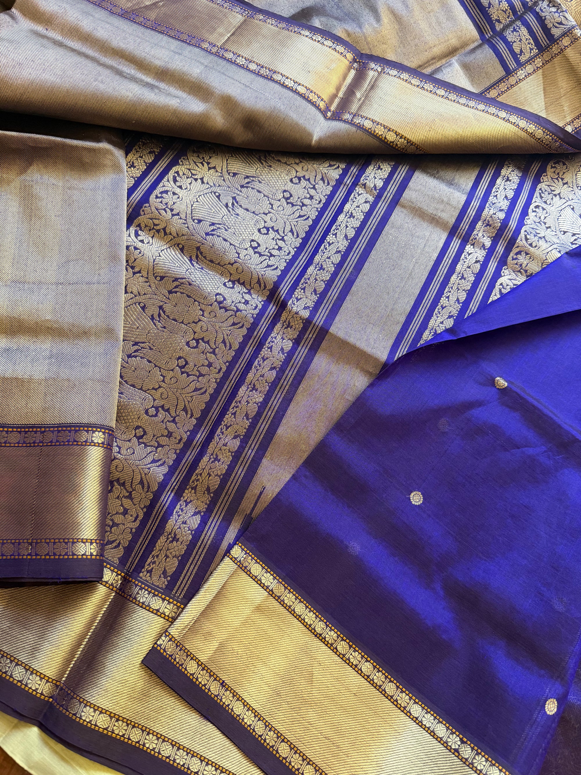 Silk Cotton : Double Pallu (Eggplant Purple)