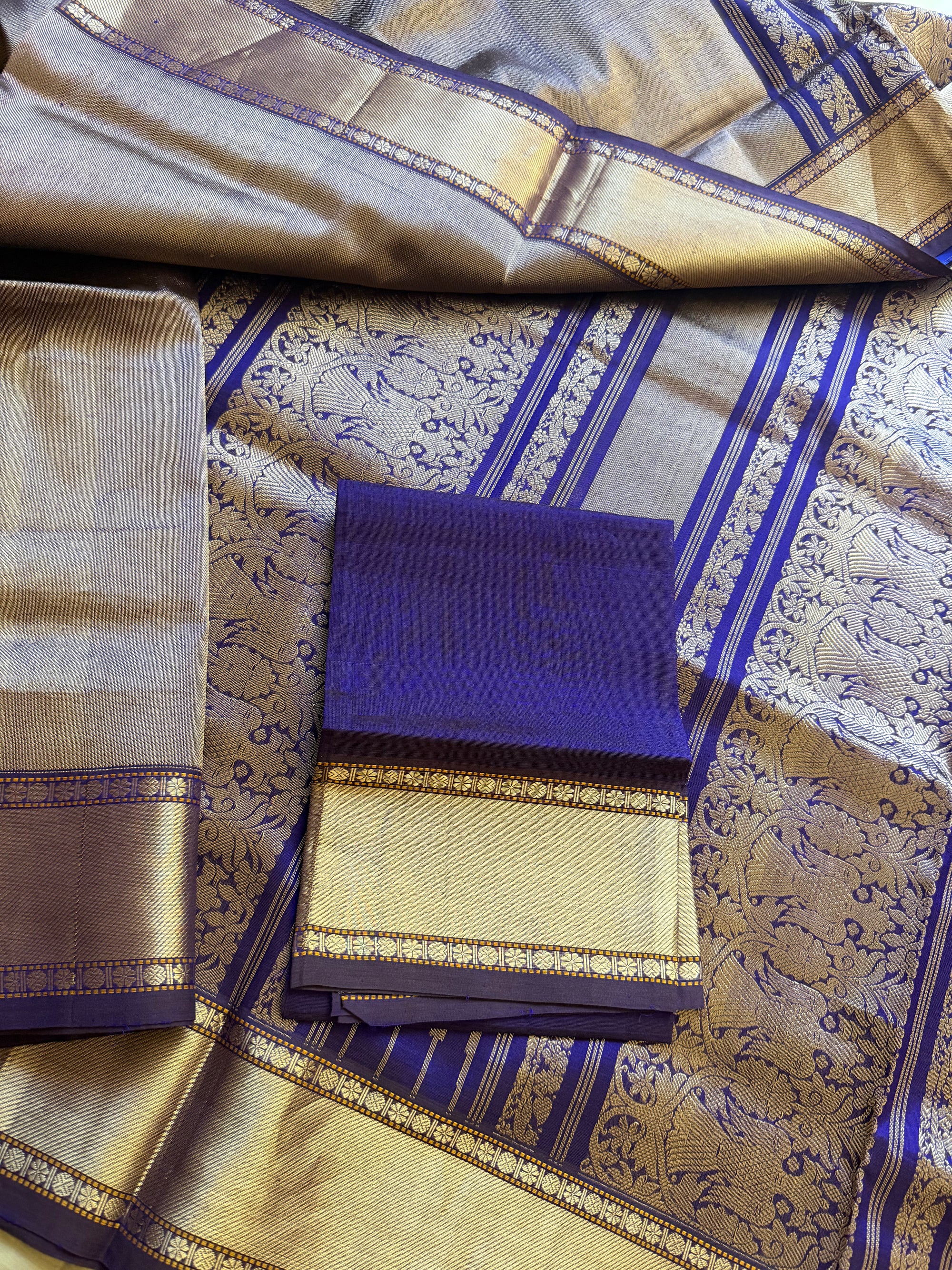 Silk Cotton : Double Pallu (Eggplant Purple)
