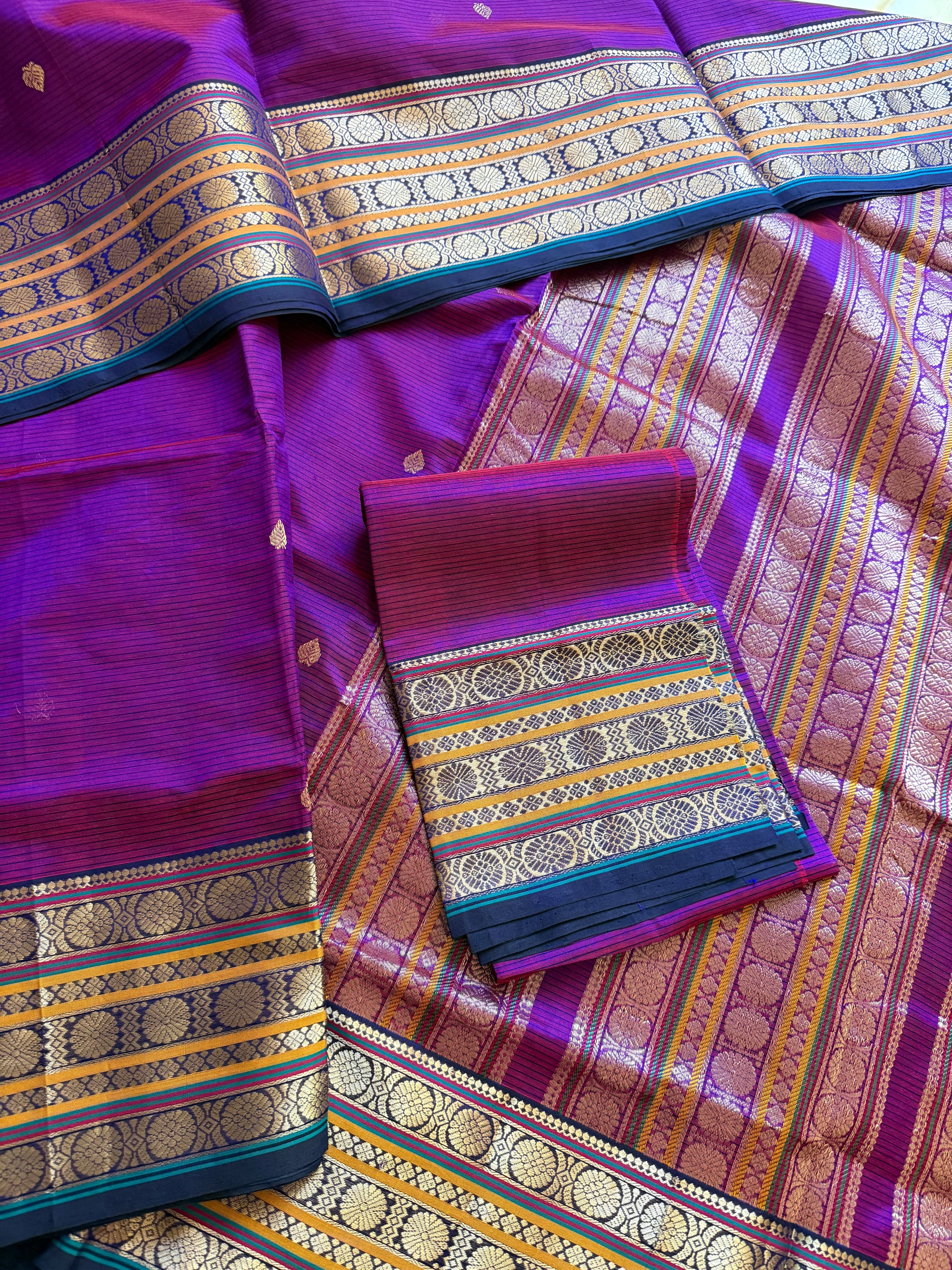 Silk Cotton : Buttas &amp; Stripes (Garnet)