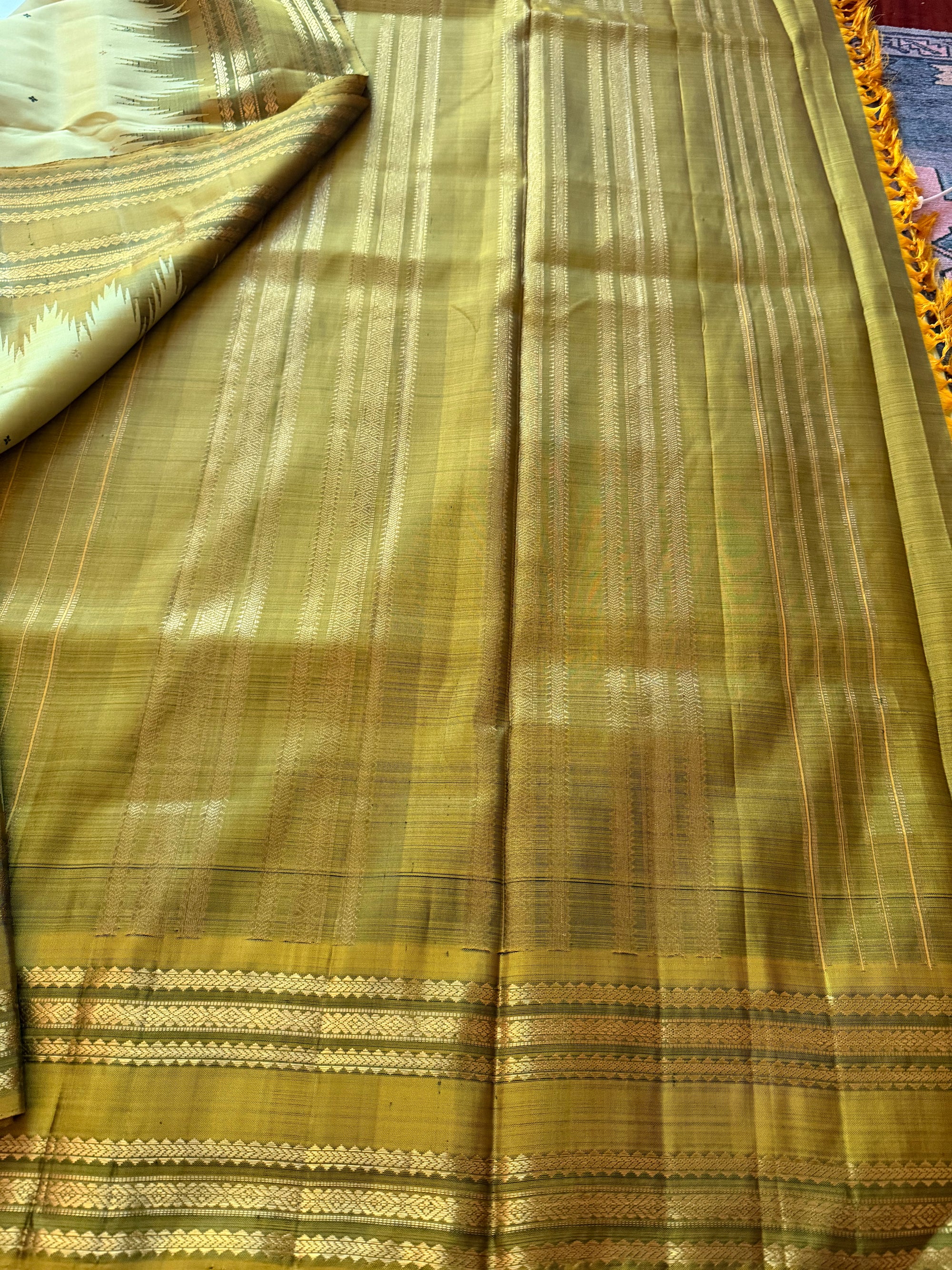 MYTHILI: Golden Green on Green (Vintage Kanjivaram)