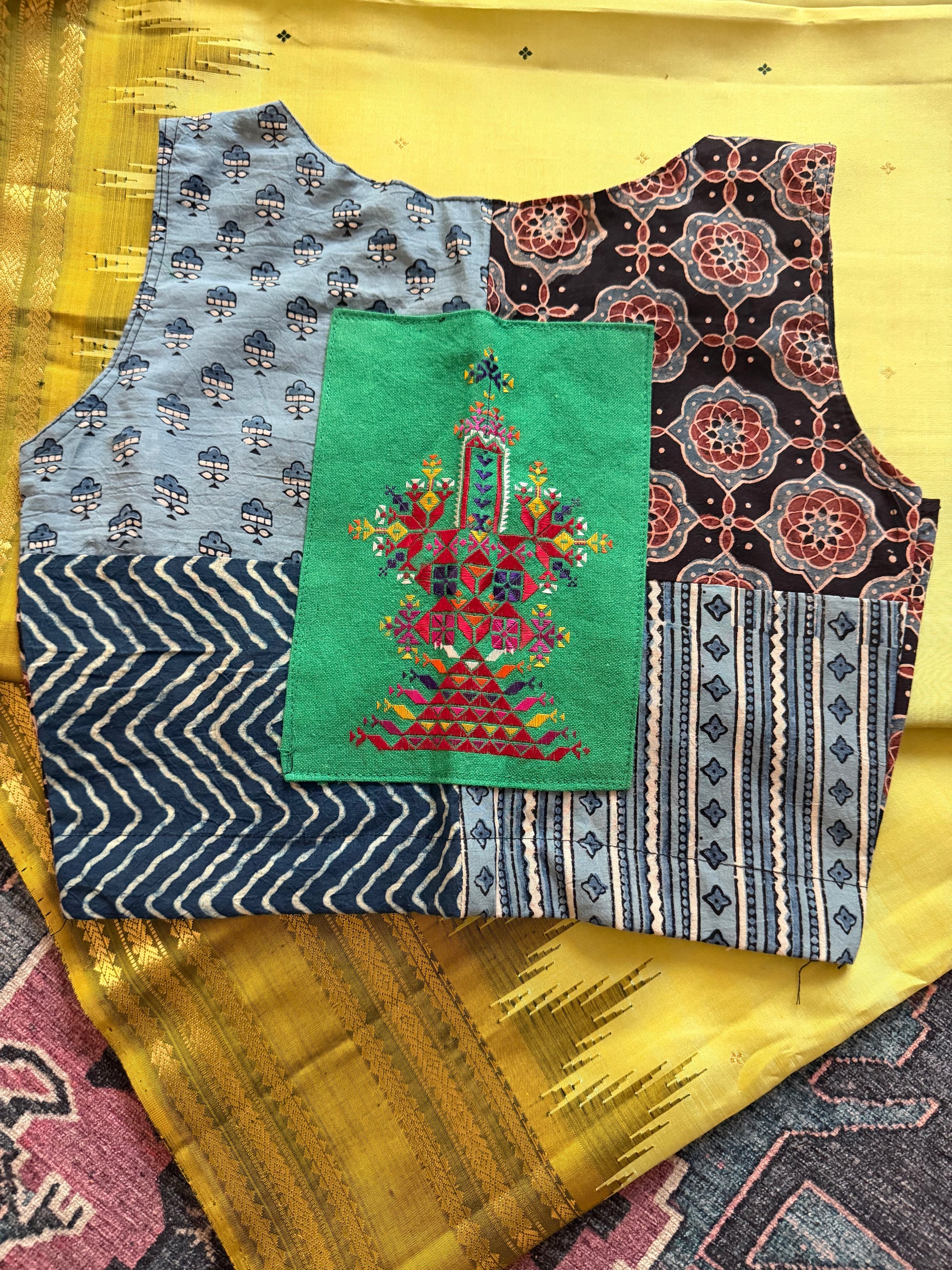 Handcrafted Ready to Wear Blouse : Ikat &amp; Suf Embroidery (34/36)