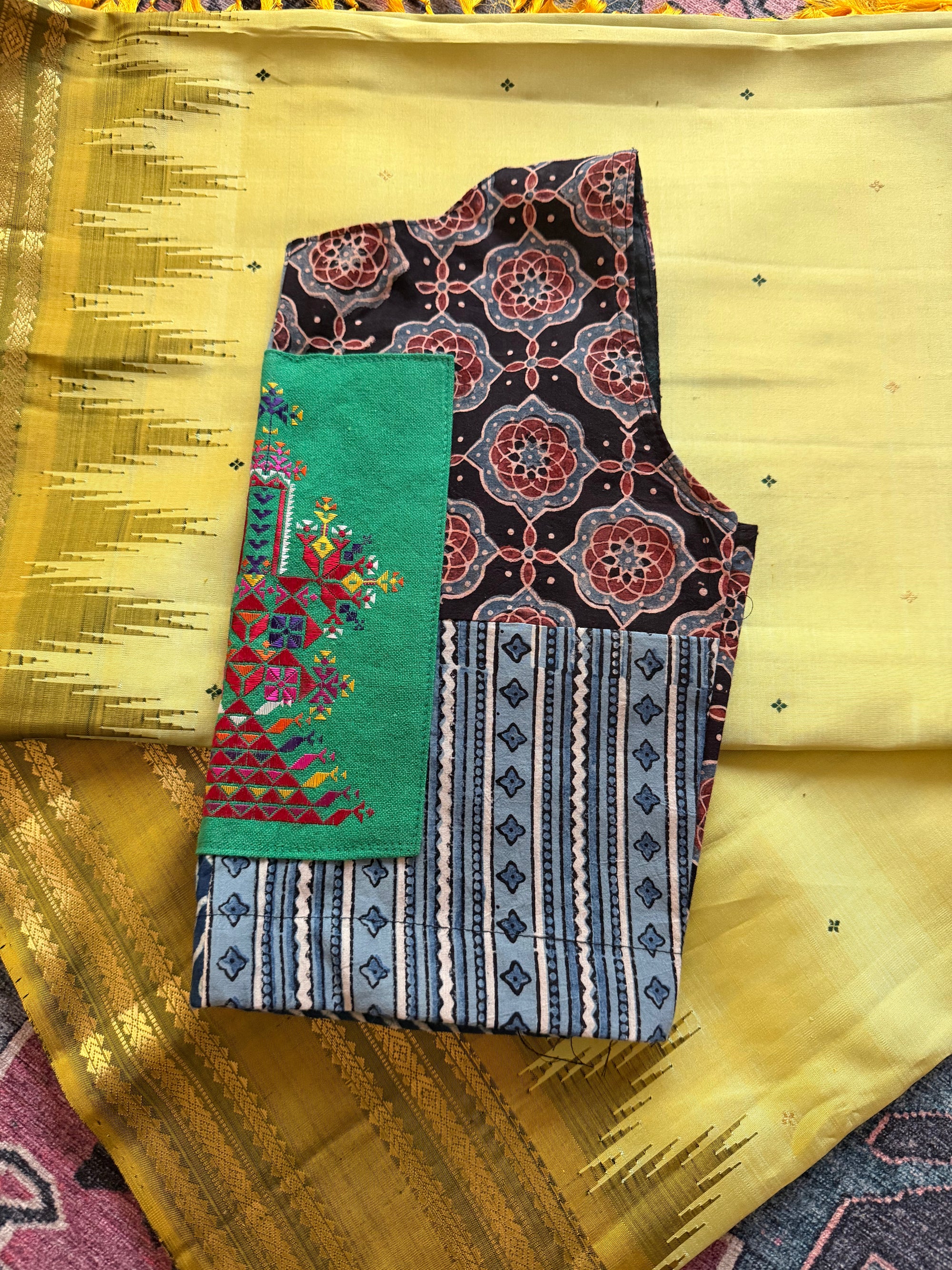 Handcrafted Ready to Wear Blouse : Ikat &amp; Suf Embroidery (34/36)