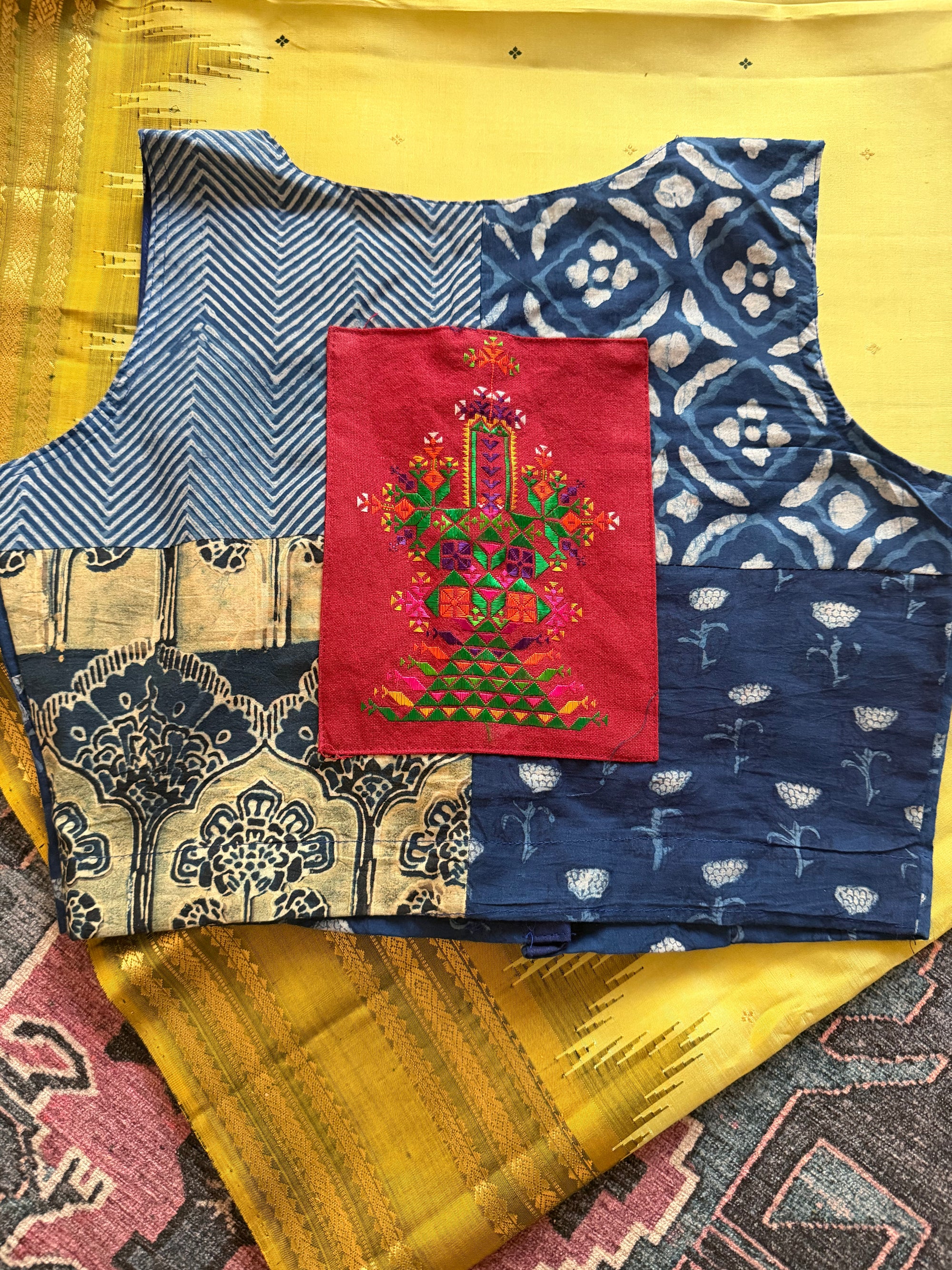 Handcrafted Ready to Wear Blouse : Ikat &amp; Suf Embroidery (38/40)