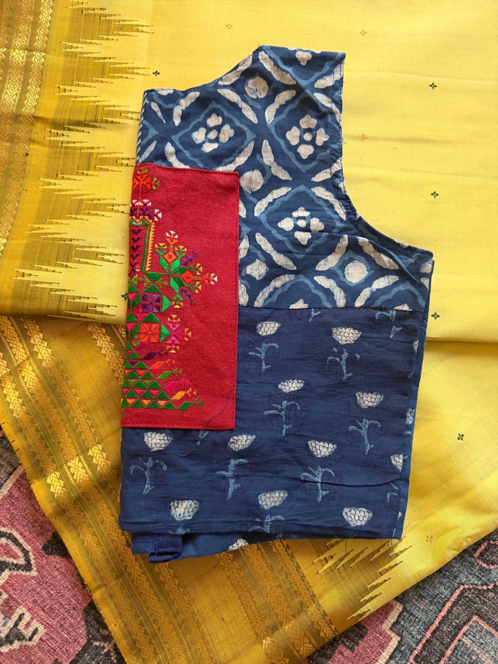 Handcrafted Ready to Wear Blouse : Ikat &amp; Suf Embroidery (38/40)