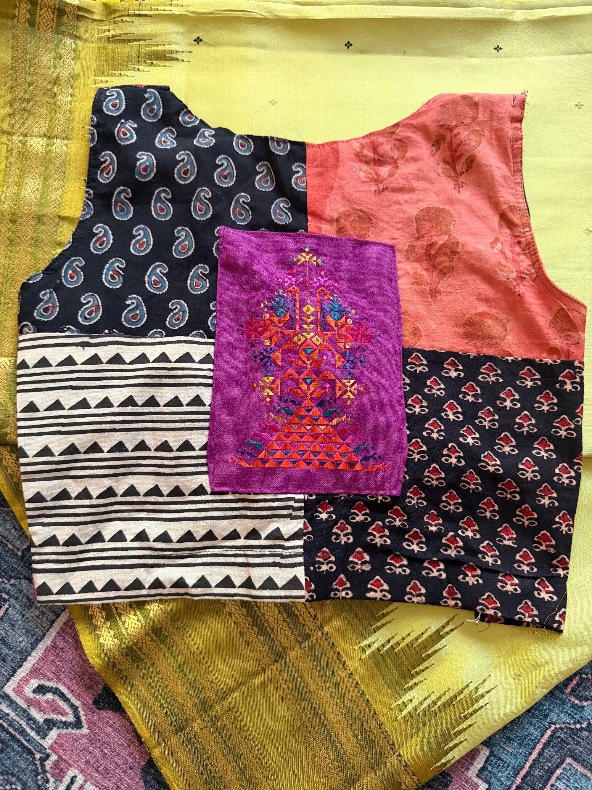 Handcrafted Ready to Wear Blouse : Ikat &amp; Suf Embroidery (34/36)