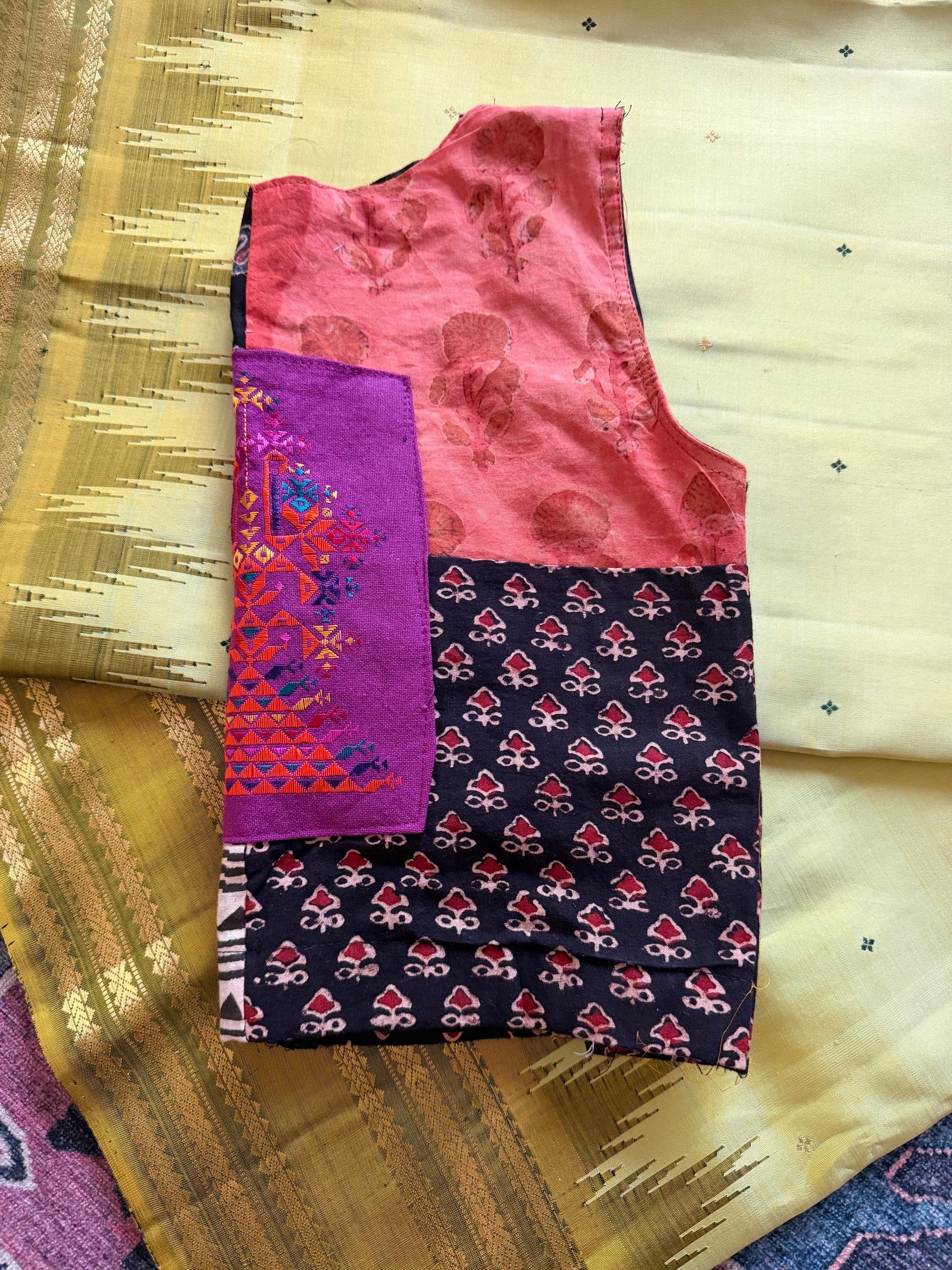 Handcrafted Ready to Wear Blouse : Ikat &amp; Suf Embroidery (34/36)