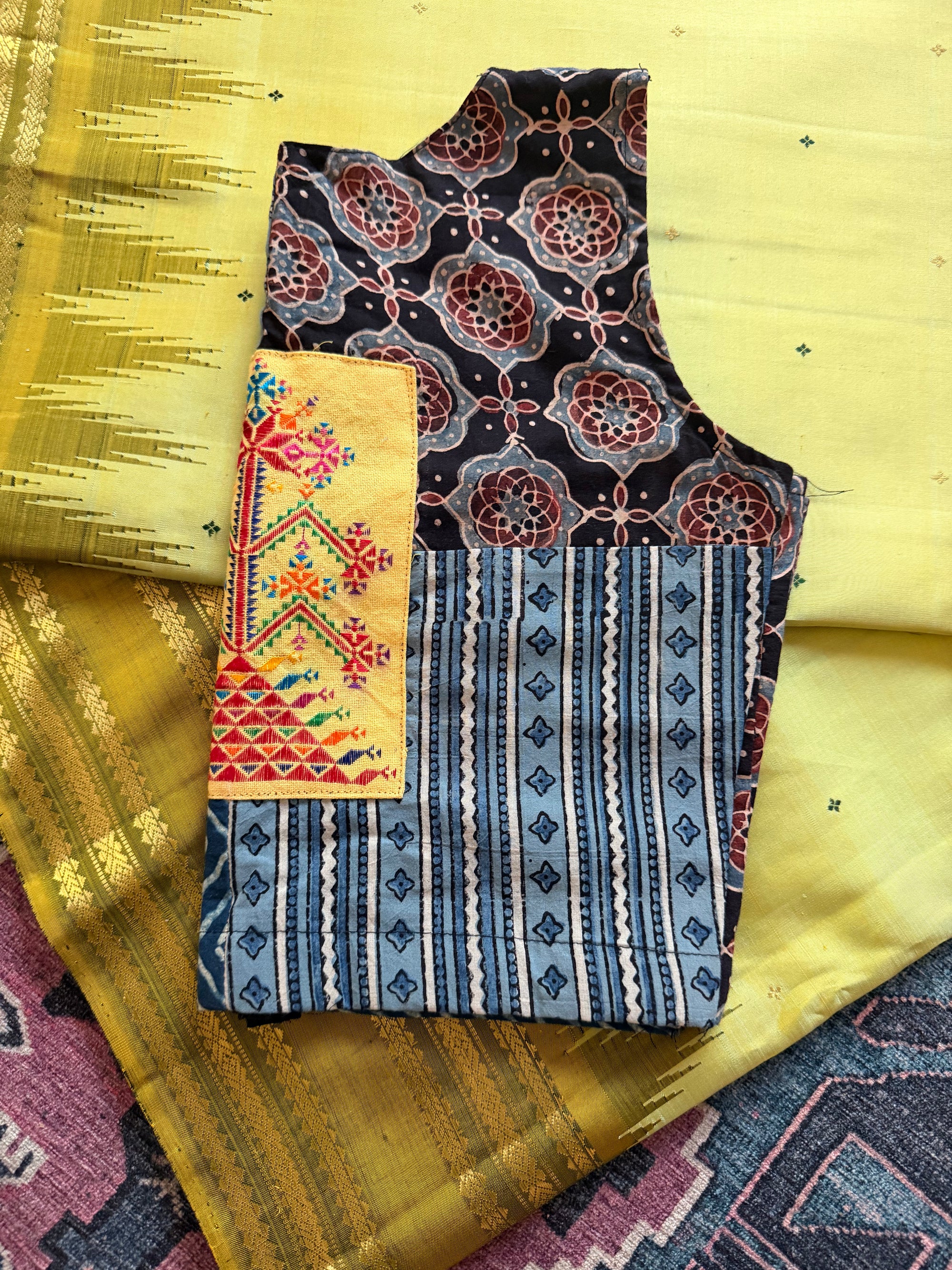 Handcrafted Ready to Wear Blouse : Ikat &amp; Suf Embroidery (36/38)