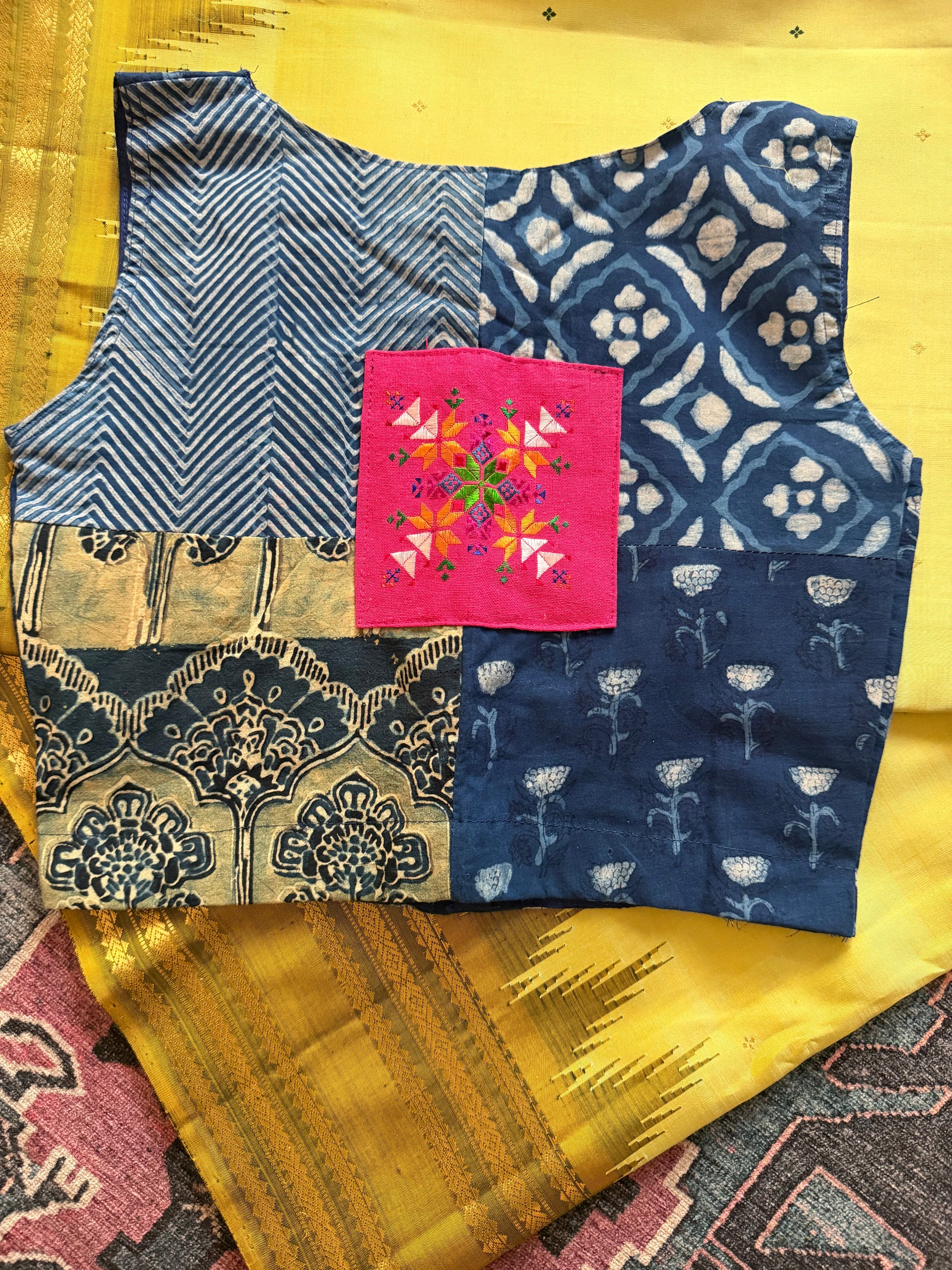 Handcrafted Ready to Wear Blouse : Ikat &amp; Suf Embroidery (34/36)