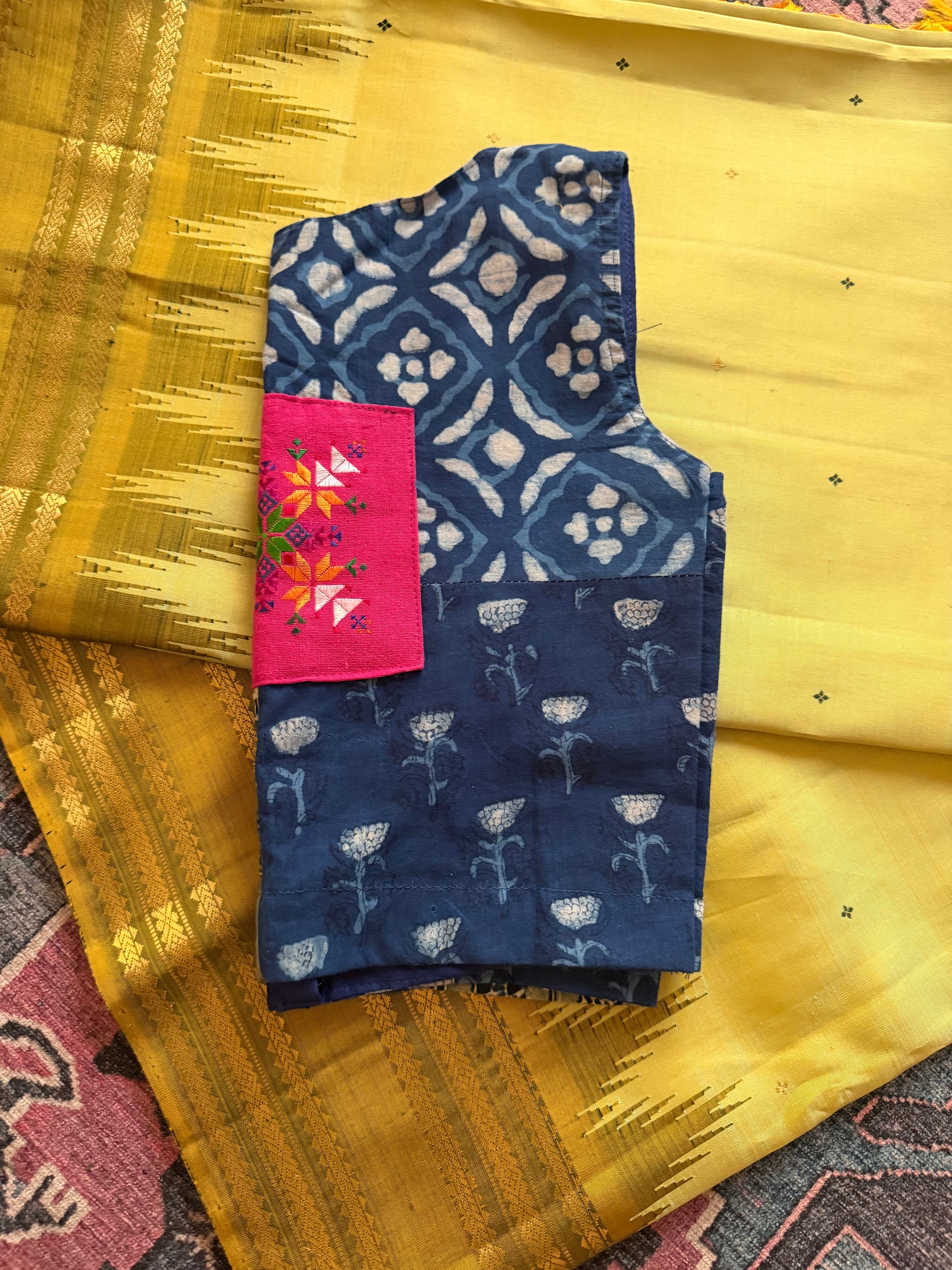 Handcrafted Ready to Wear Blouse : Ikat &amp; Suf Embroidery (34/36)