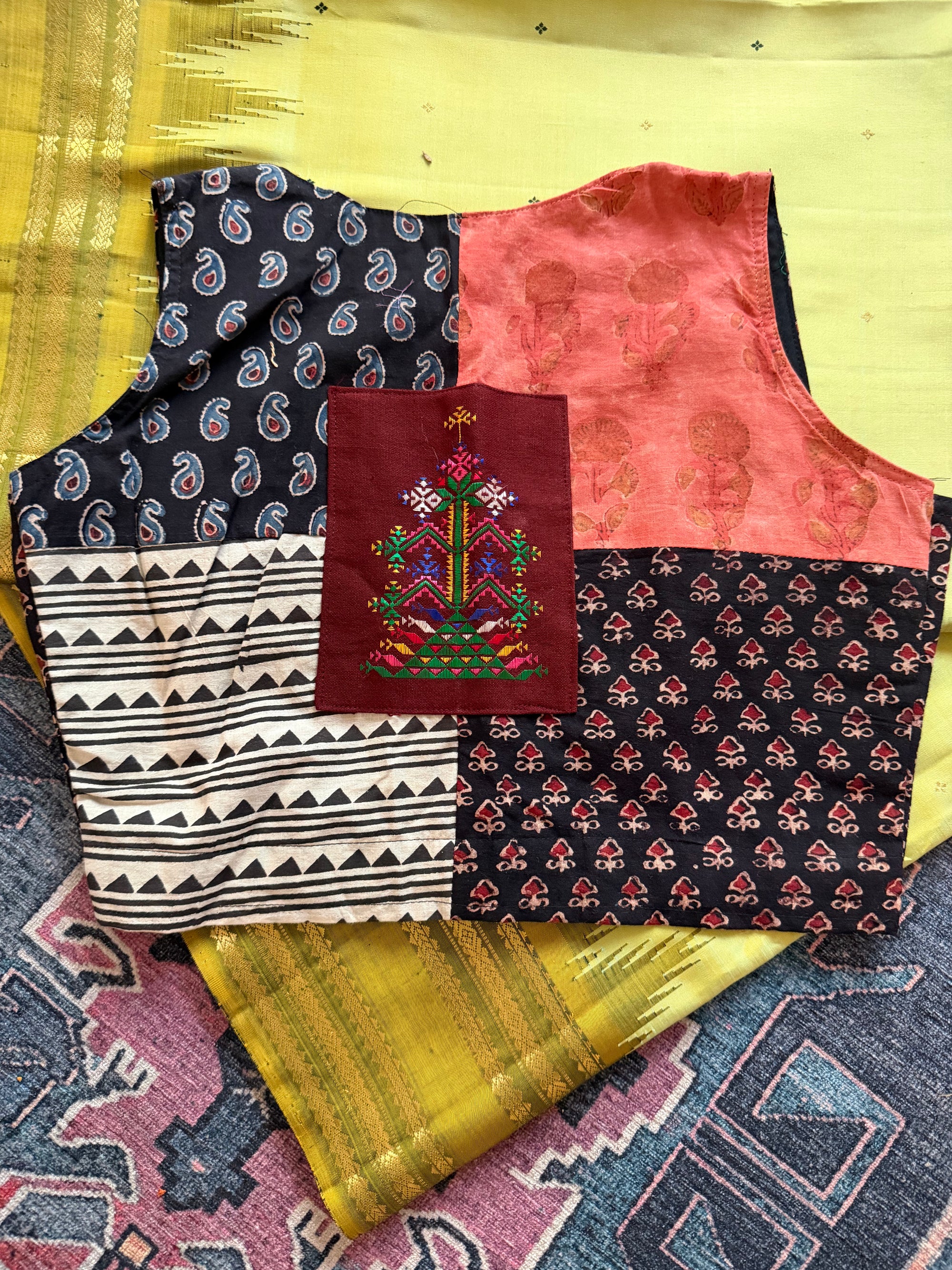 Handcrafted Ready to Wear Blouse : Ikat &amp; Suf Embroidery (38/40)