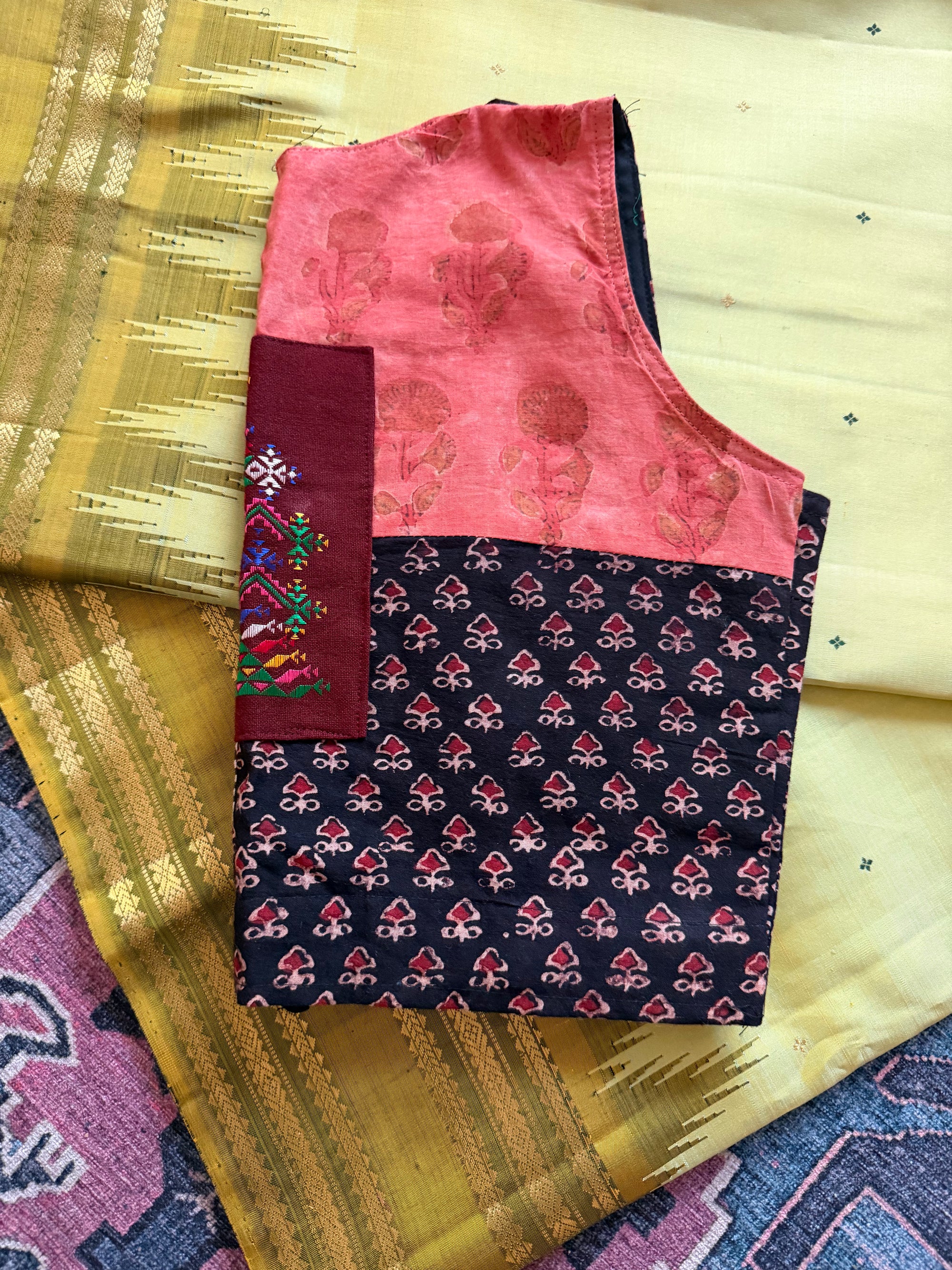 Handcrafted Ready to Wear Blouse : Ikat &amp; Suf Embroidery (38/40)