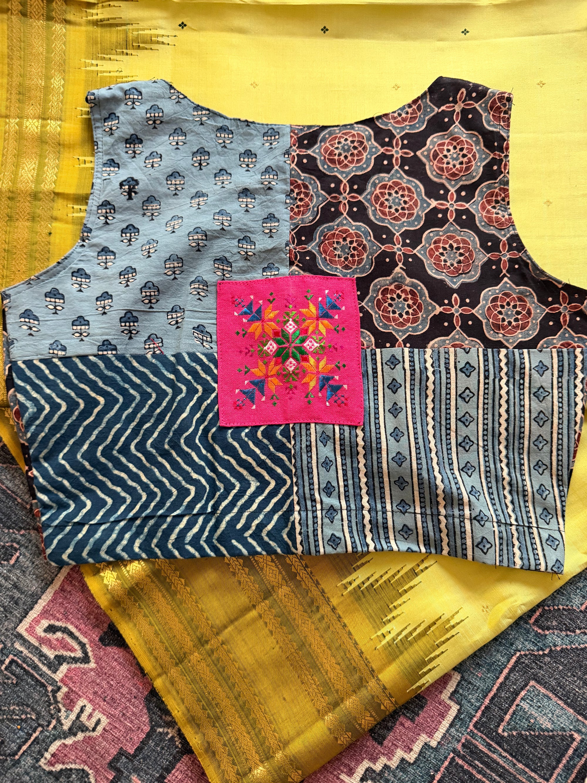 Handcrafted Ready to Wear Blouse : Ikat &amp; Suf Embroidery (38/40)