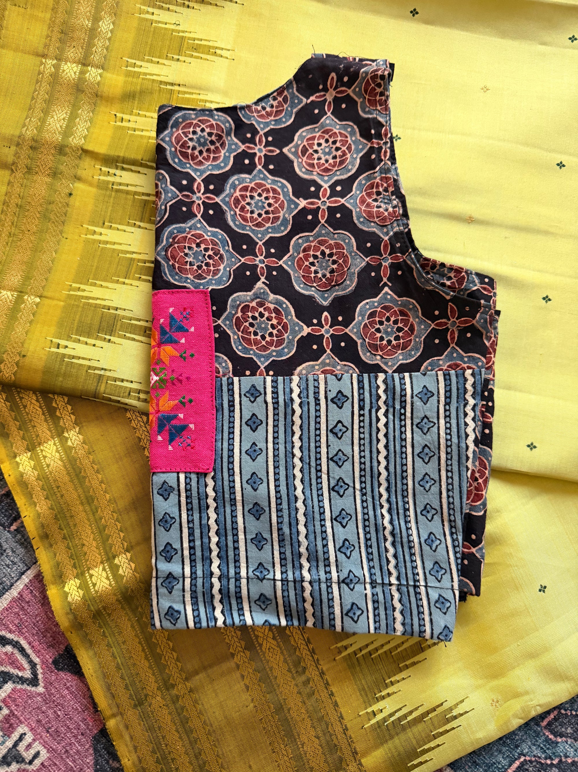 Handcrafted Ready to Wear Blouse : Ikat &amp; Suf Embroidery (38/40)