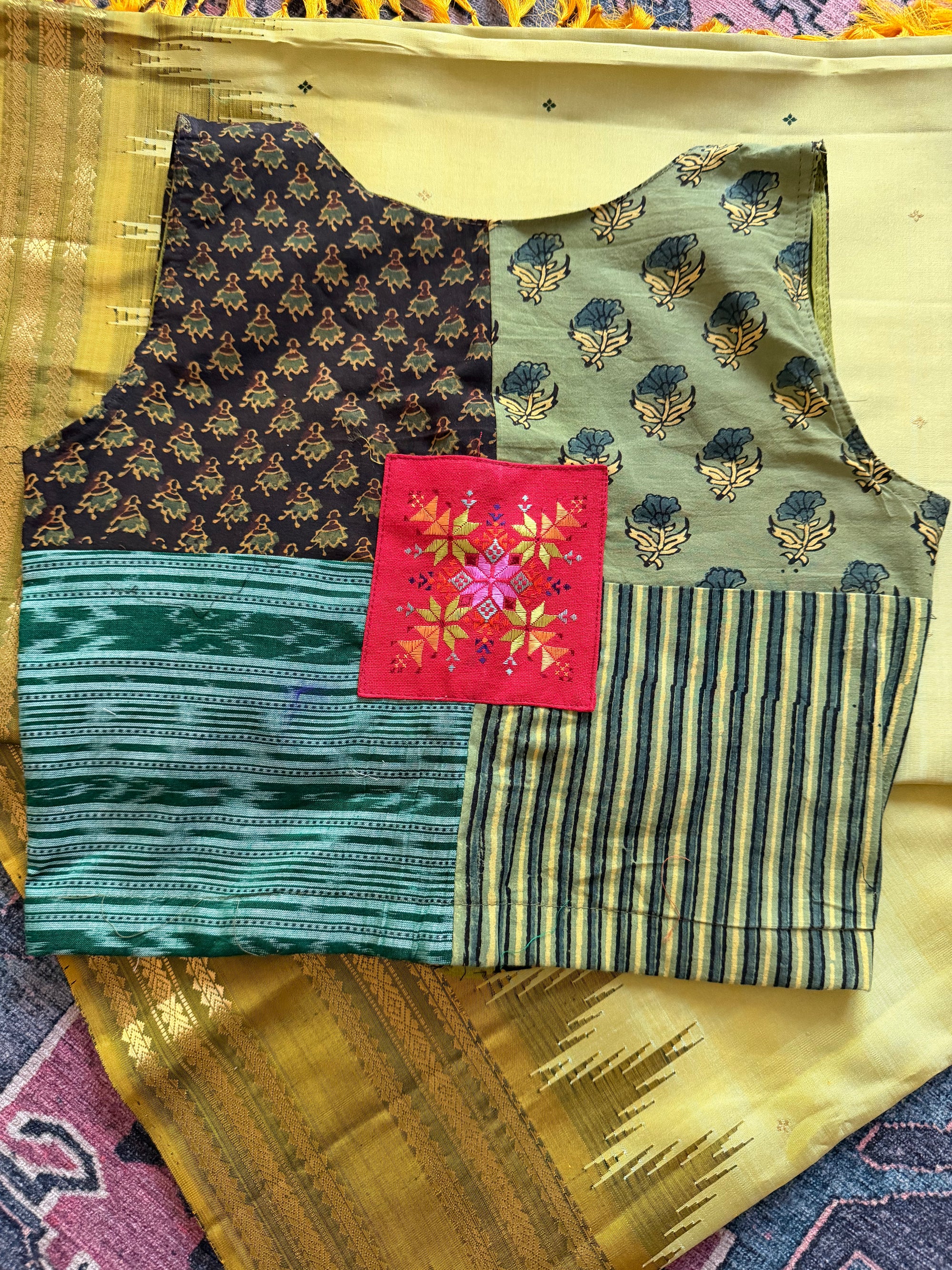 Handcrafted Ready to Wear Blouse : Ikat &amp; Suf Embroidery (34/36)