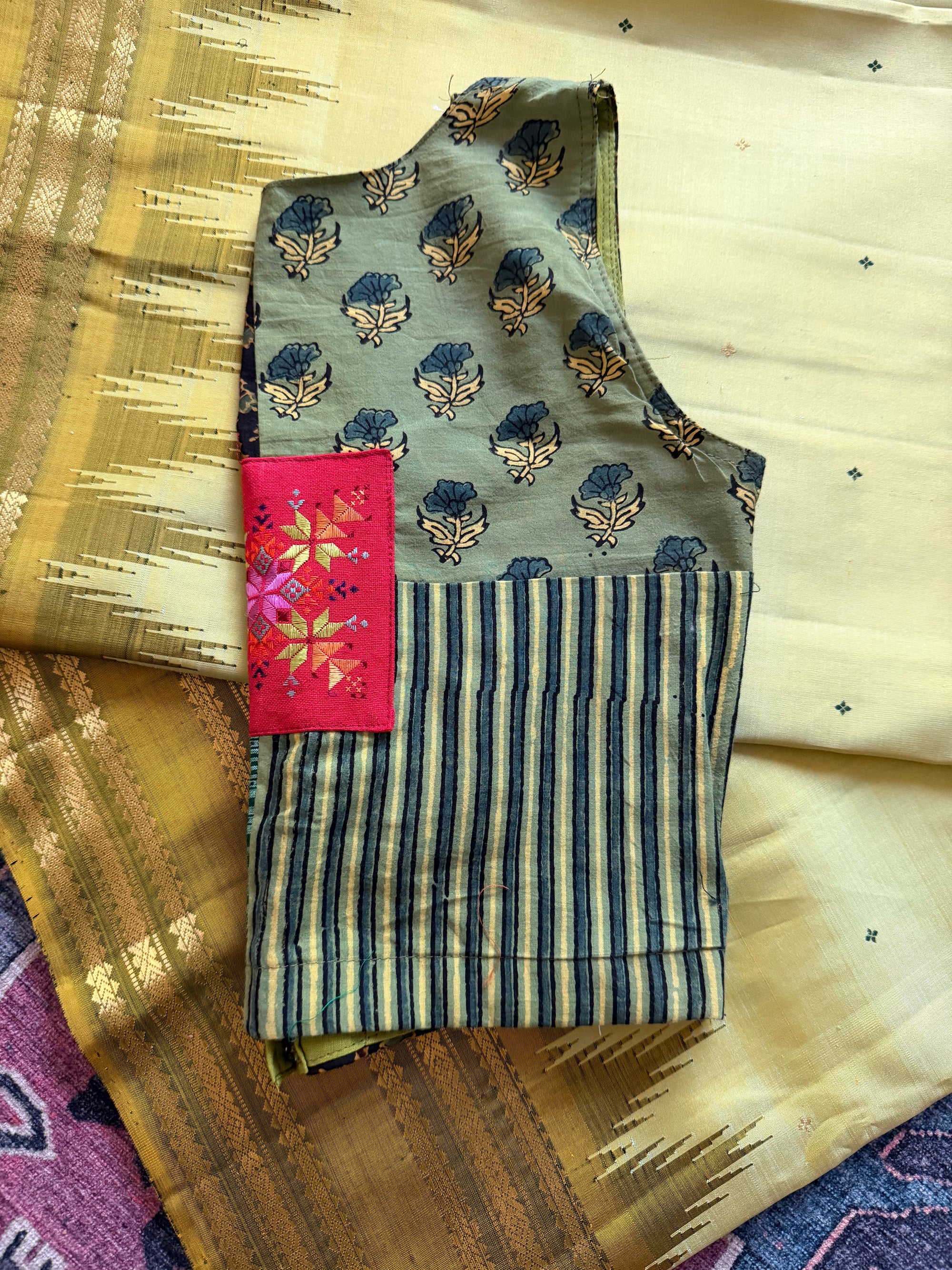 Handcrafted Ready to Wear Blouse : Ikat &amp; Suf Embroidery (34/36)