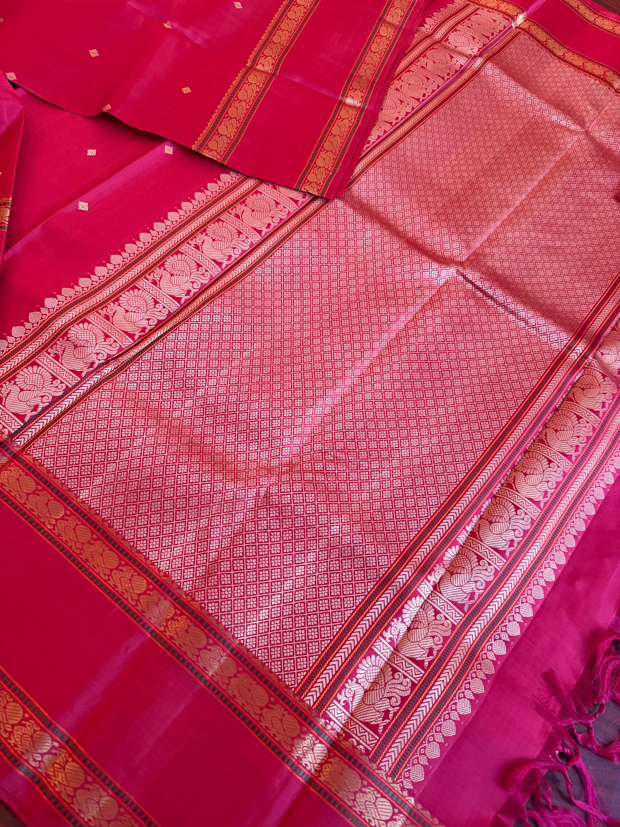 No Zari Kanjivaram Silk: Pinkish Red