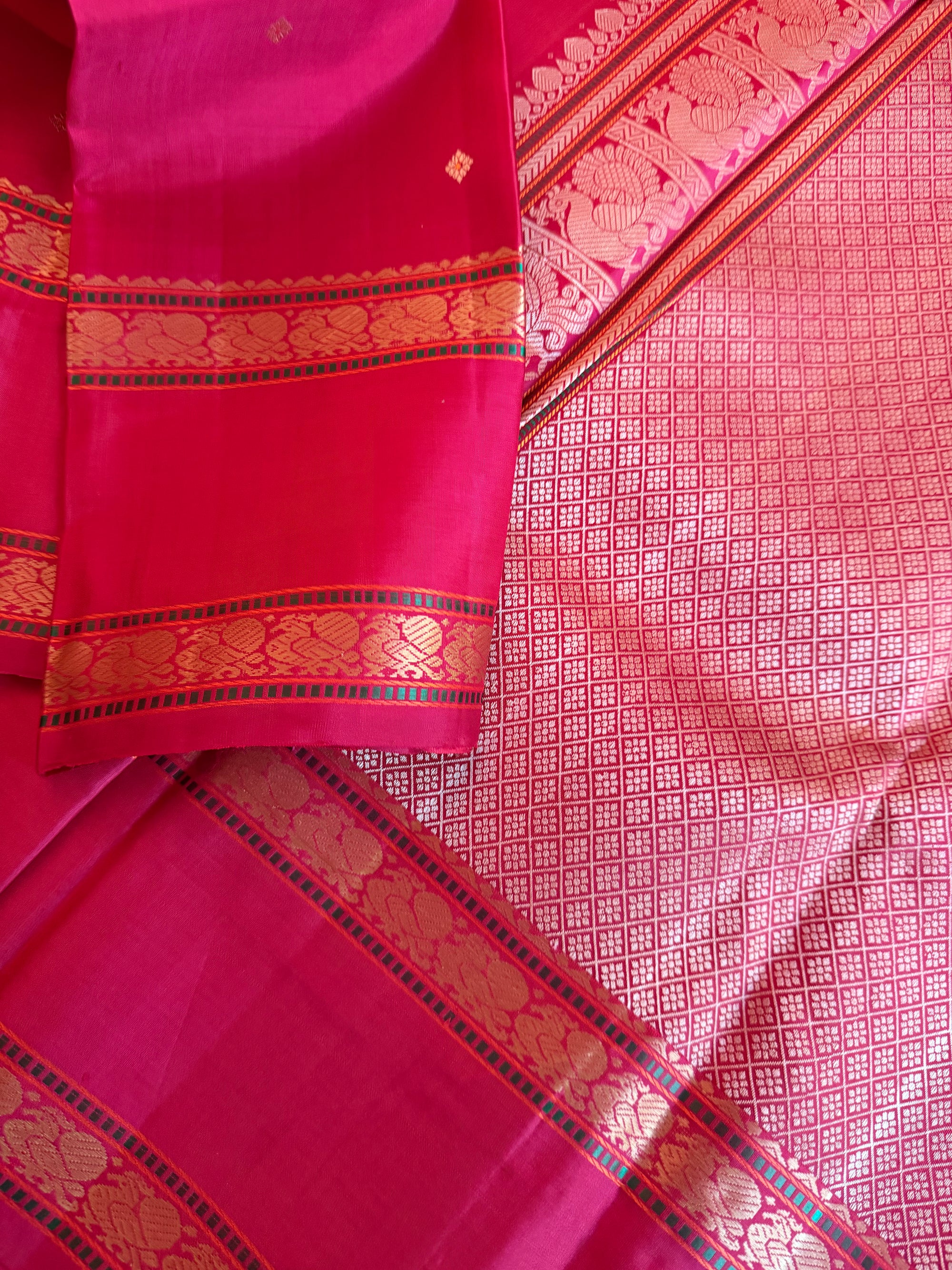 No Zari Kanjivaram Silk: Pinkish Red