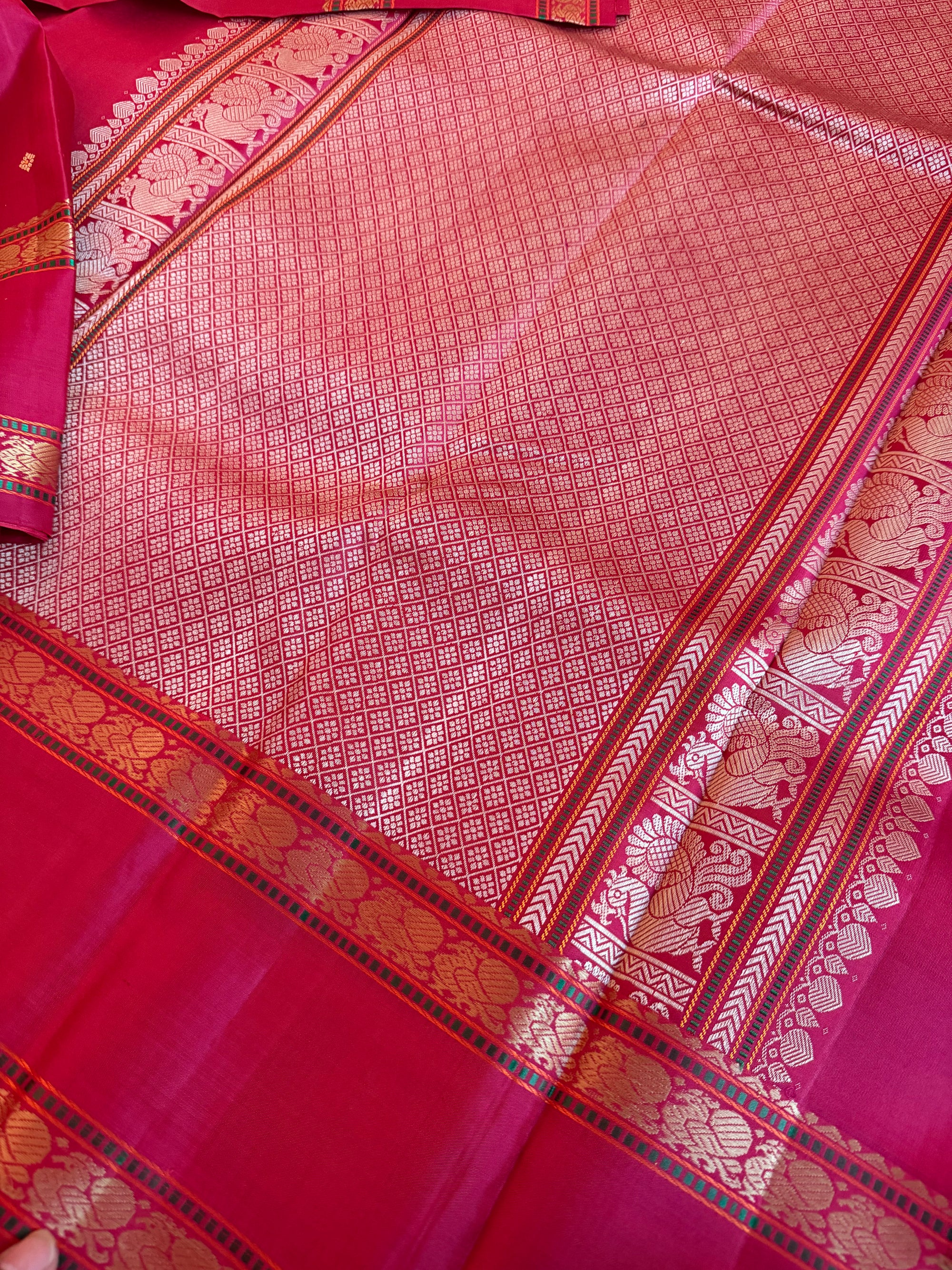 No Zari Kanjivaram Silk: Pinkish Red