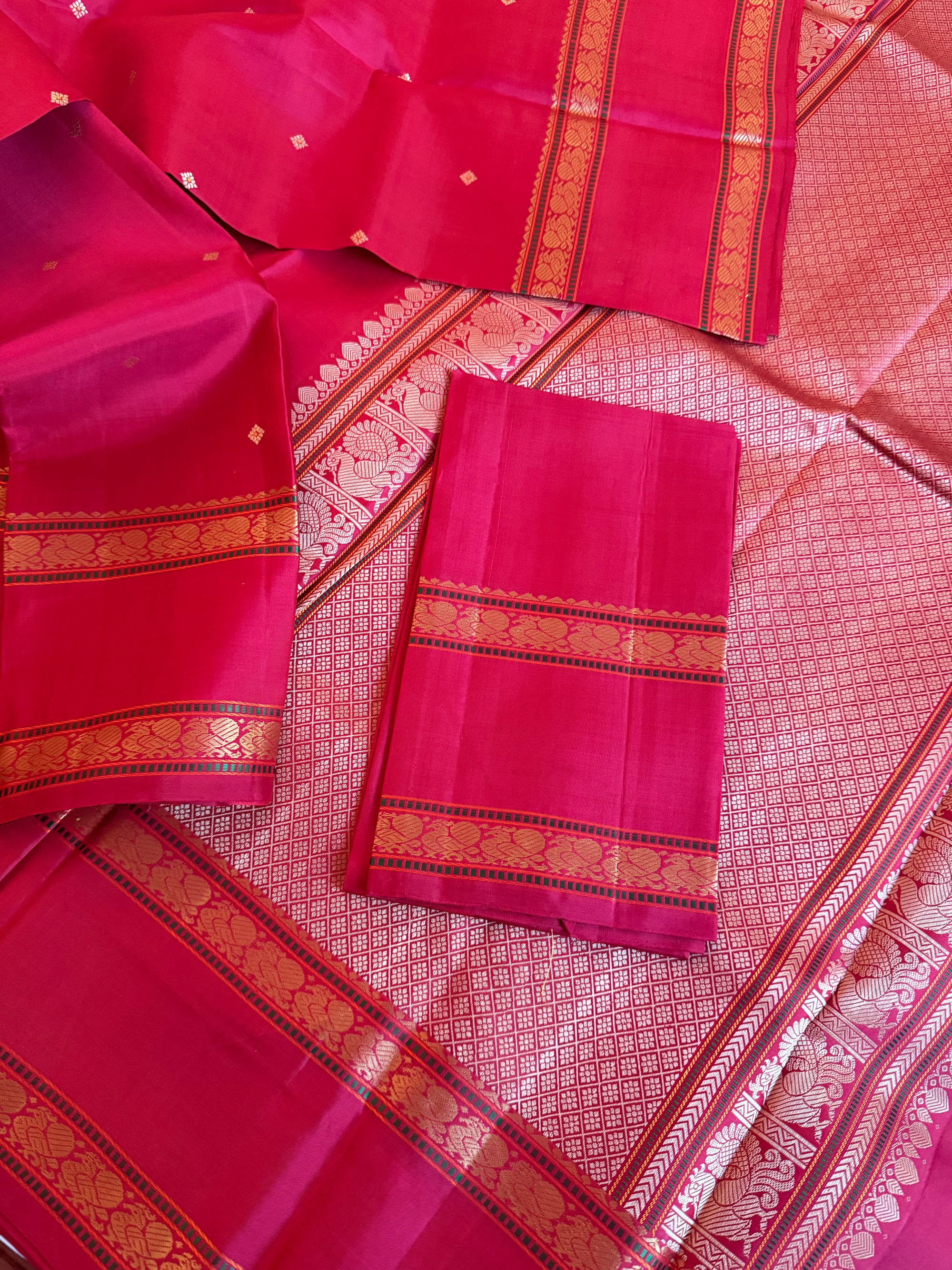 No Zari Kanjivaram Silk: Pinkish Red