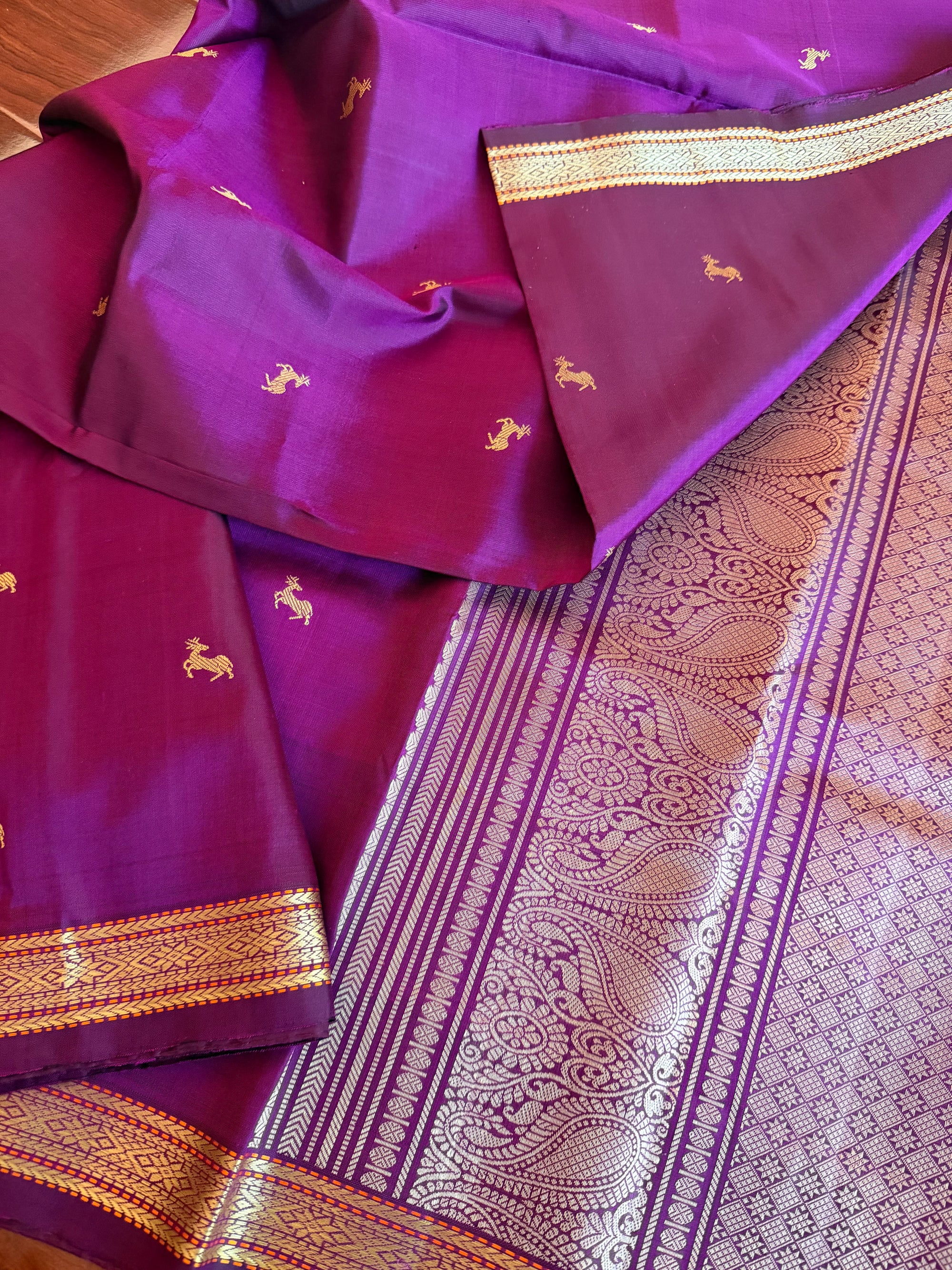 No Zari Kanjivaram Silk: Wine Purple