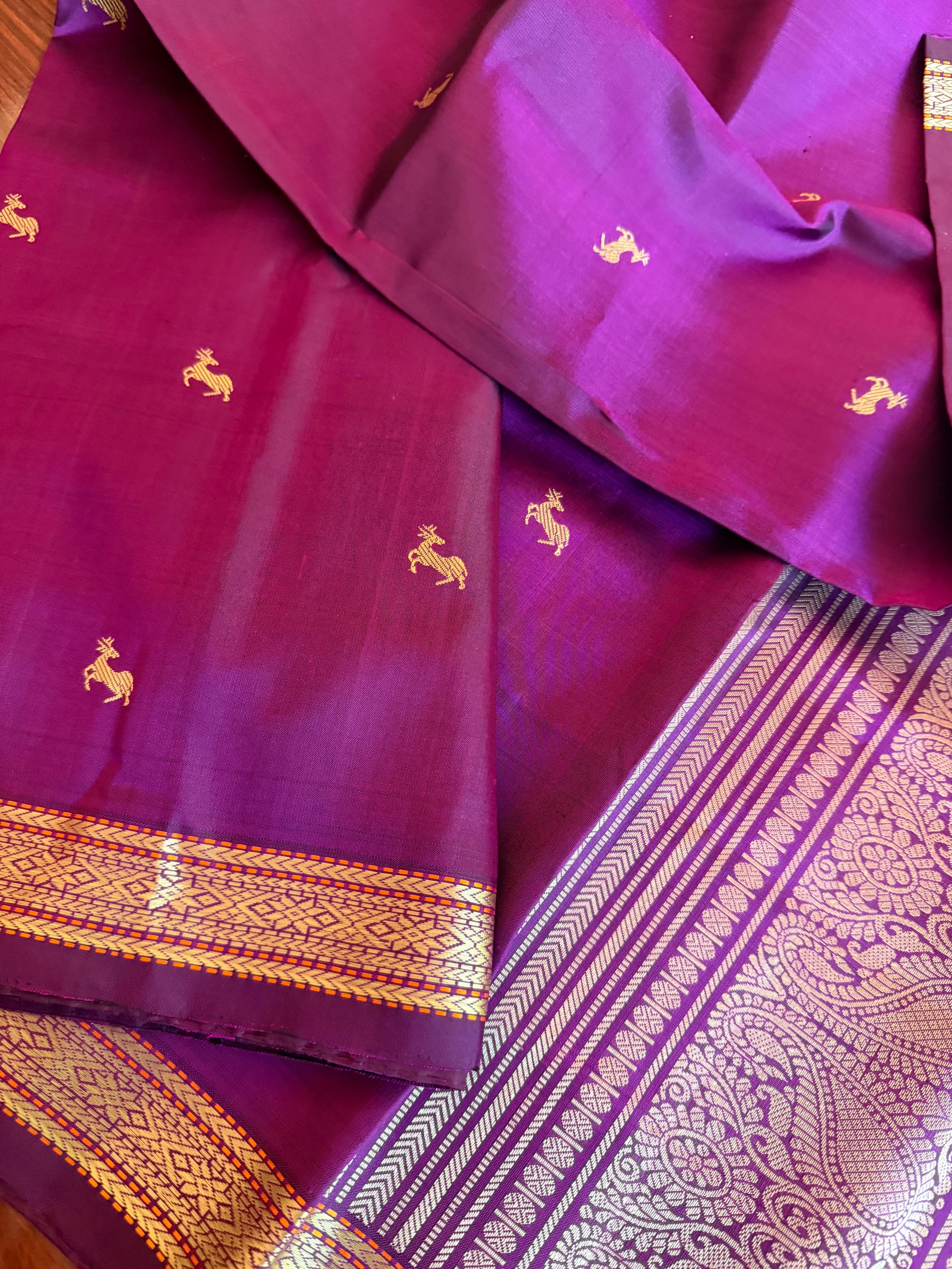 No Zari Kanjivaram Silk: Wine Purple