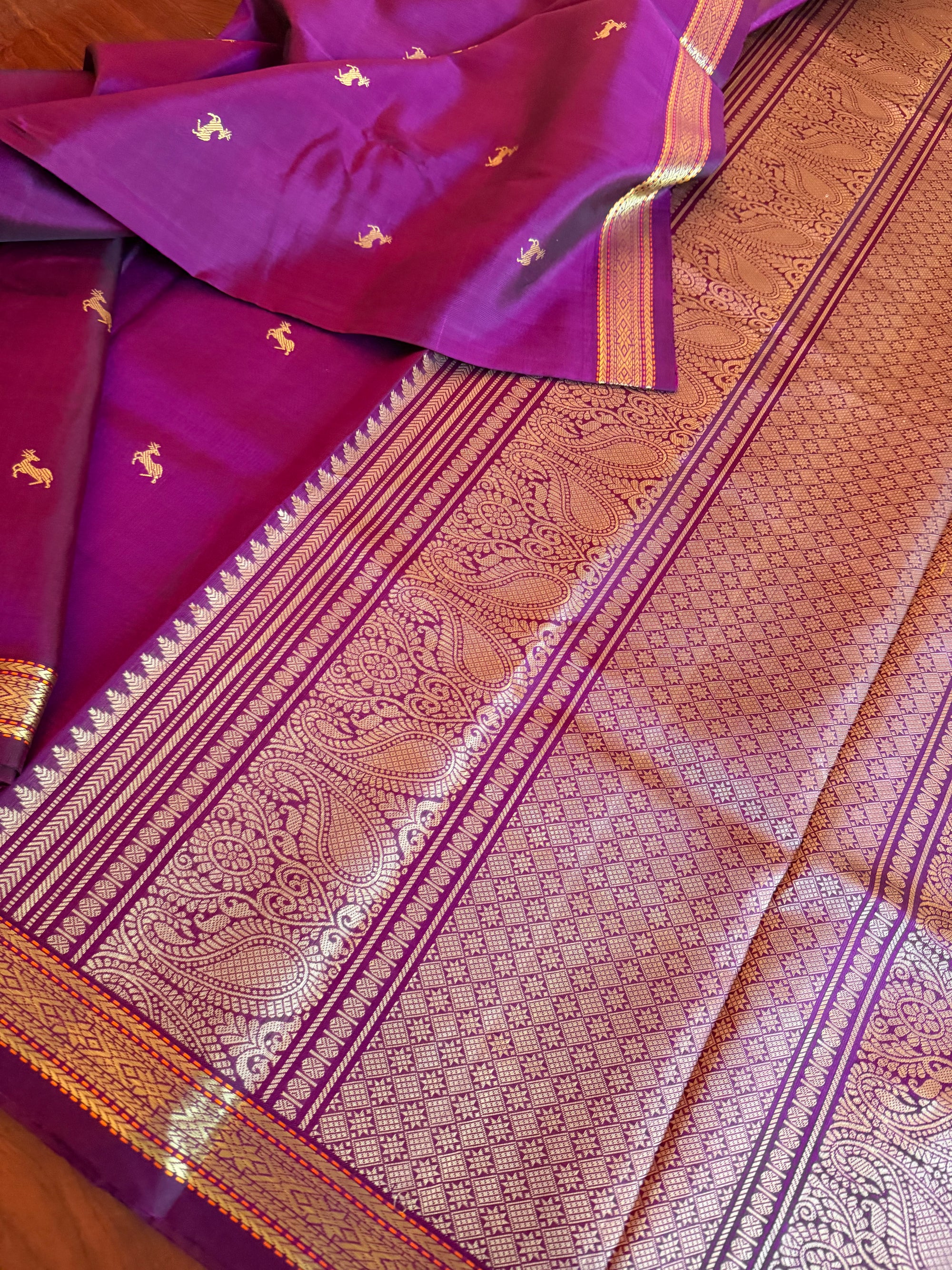 No Zari Kanjivaram Silk: Wine Purple