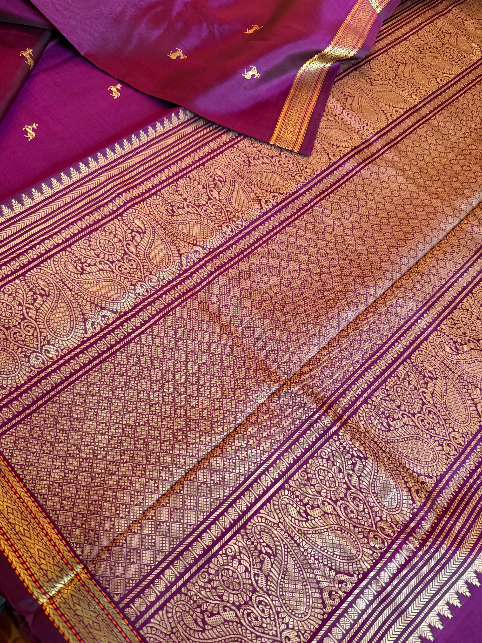 No Zari Kanjivaram Silk: Wine Purple