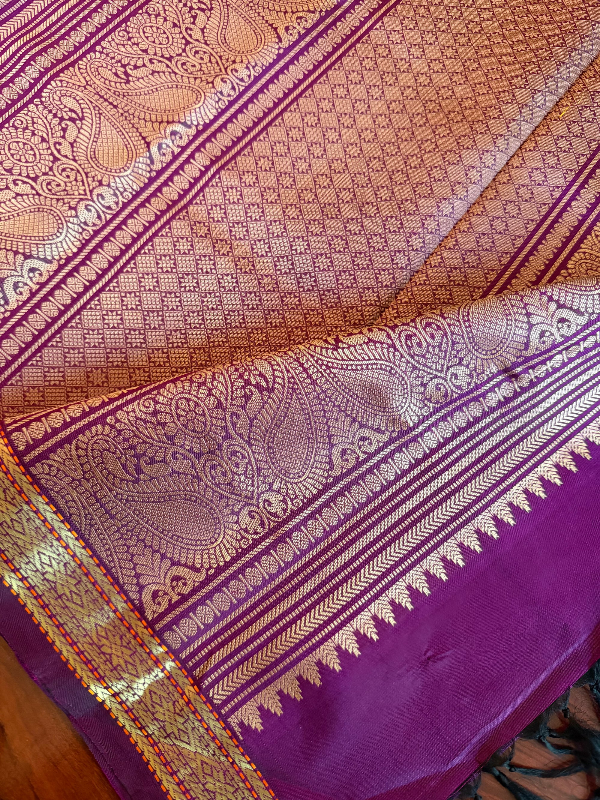 No Zari Kanjivaram Silk: Wine Purple