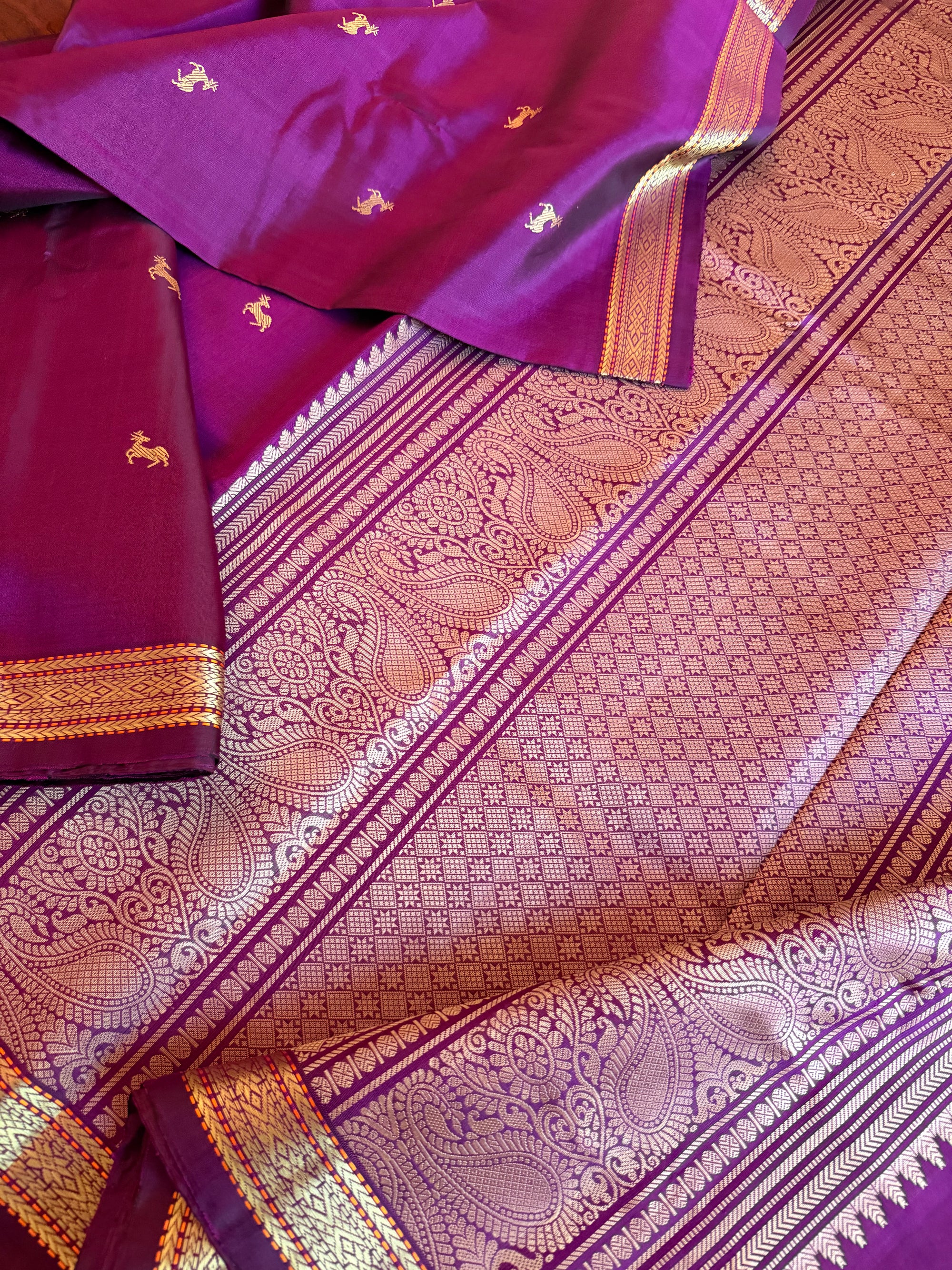 No Zari Kanjivaram Silk: Wine Purple