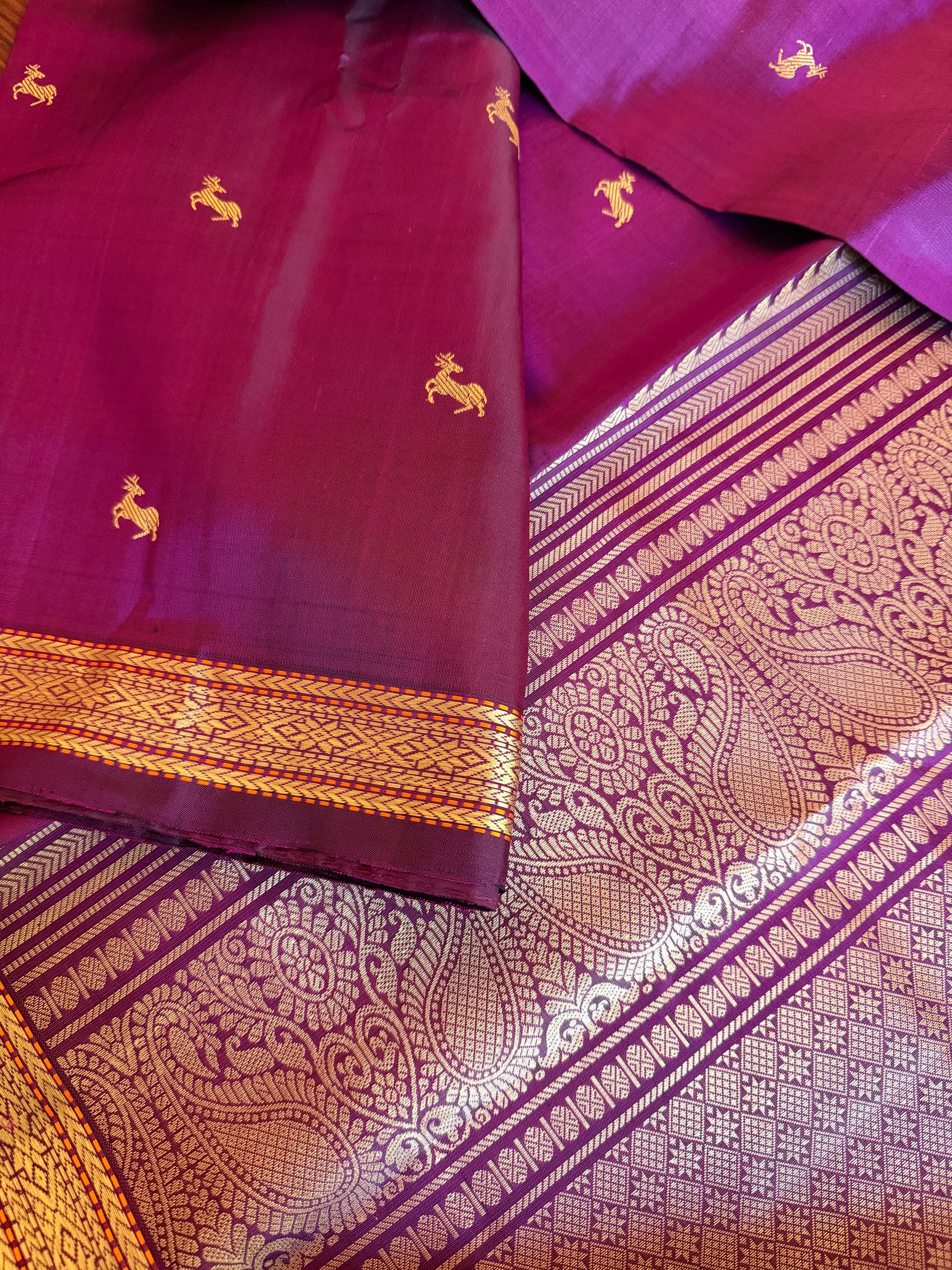 No Zari Kanjivaram Silk: Wine Purple