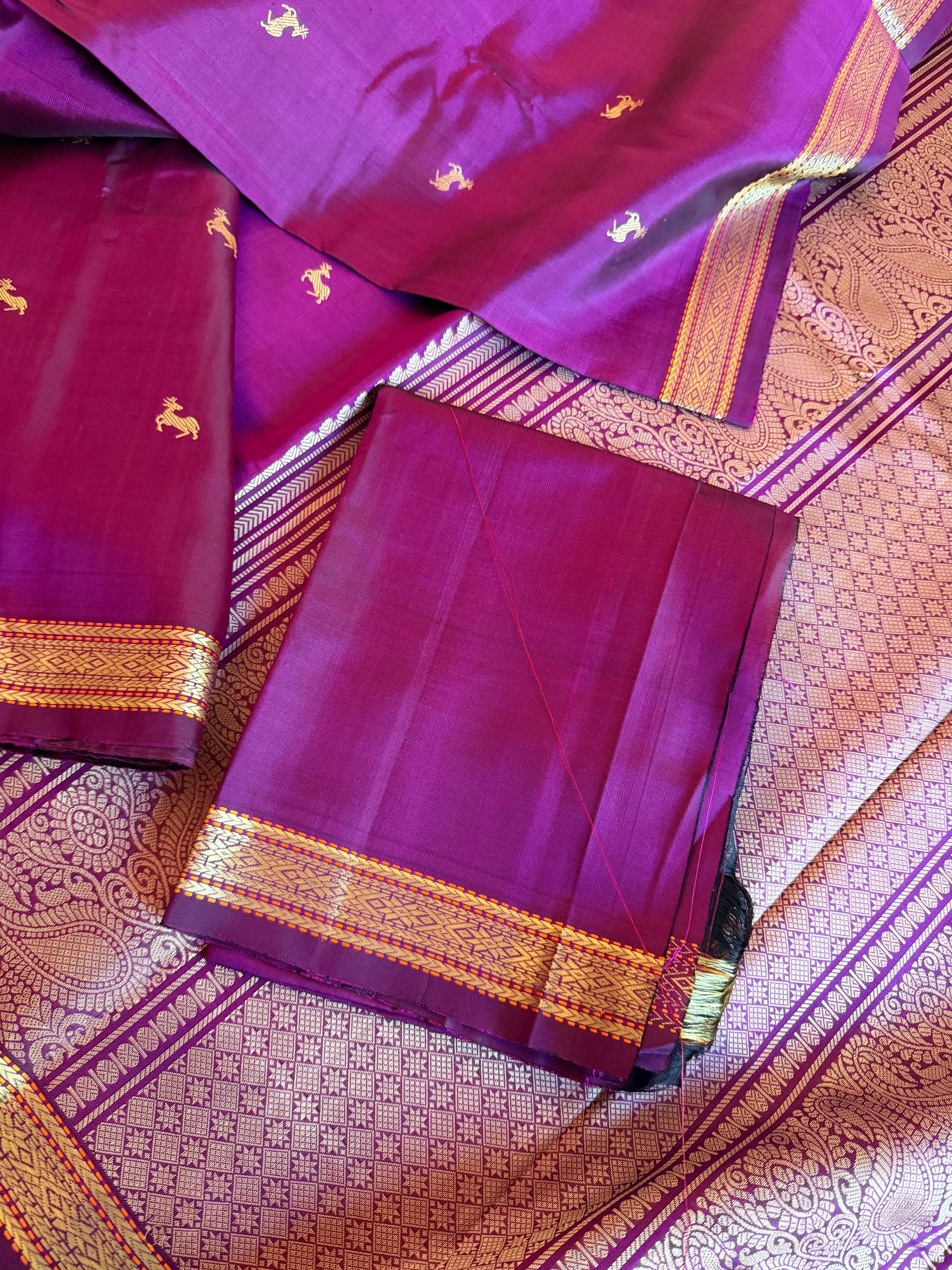 No Zari Kanjivaram Silk: Wine Purple