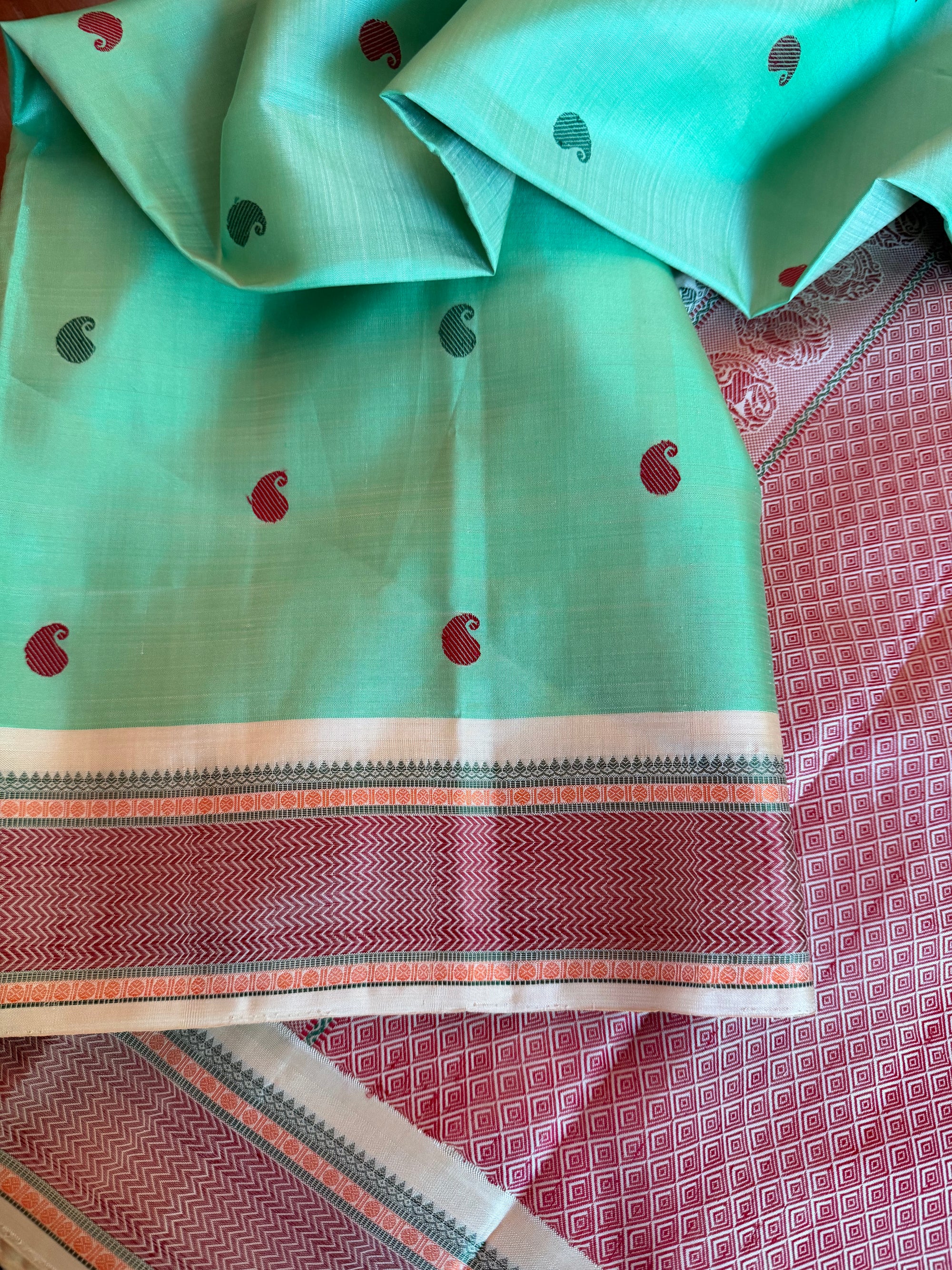 No Zari Kanjivaram Silk: Mint Green