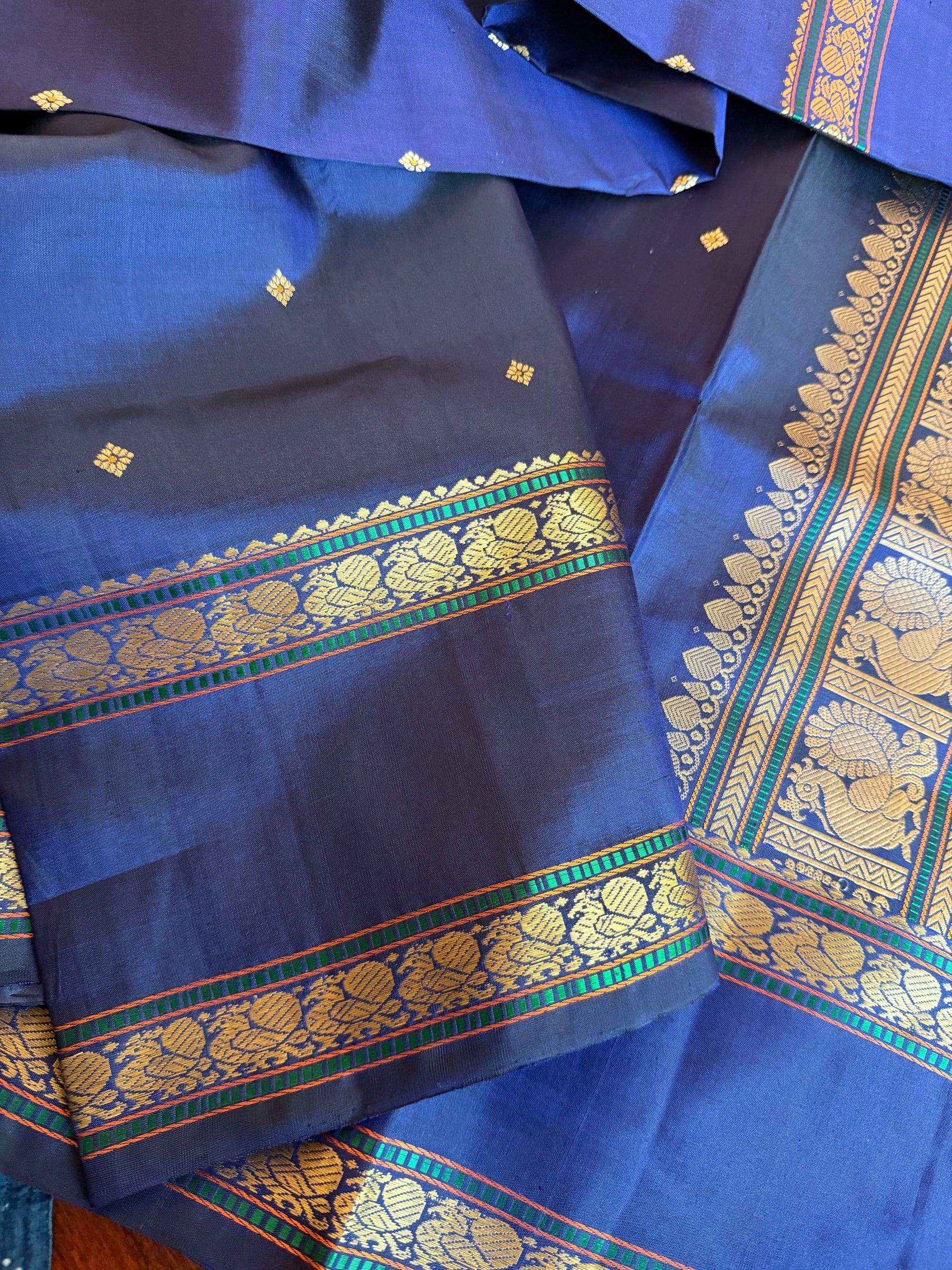 No Zari Kanjivaram Silk: Midnight Blue