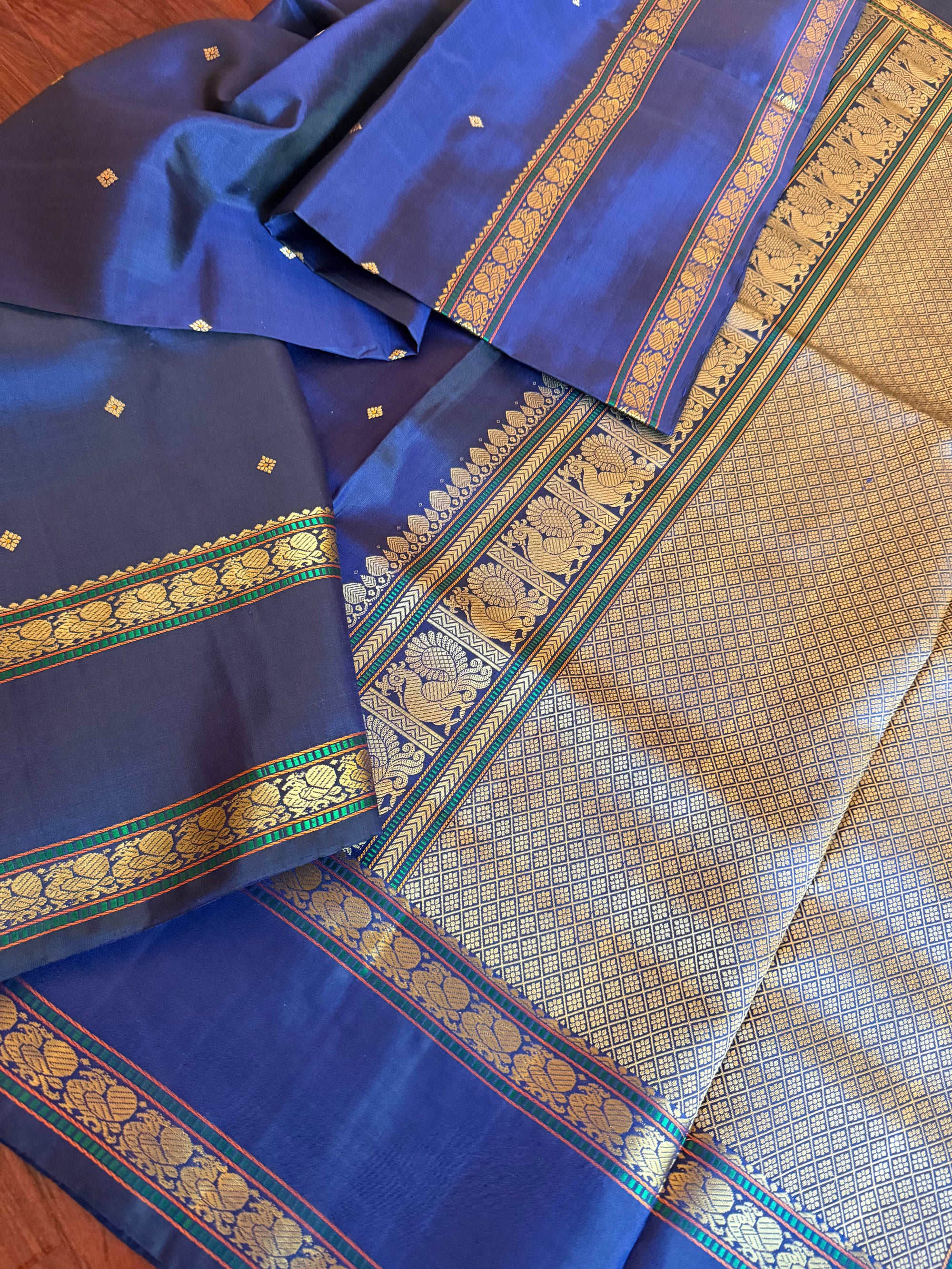 No Zari Kanjivaram Silk: Midnight Blue