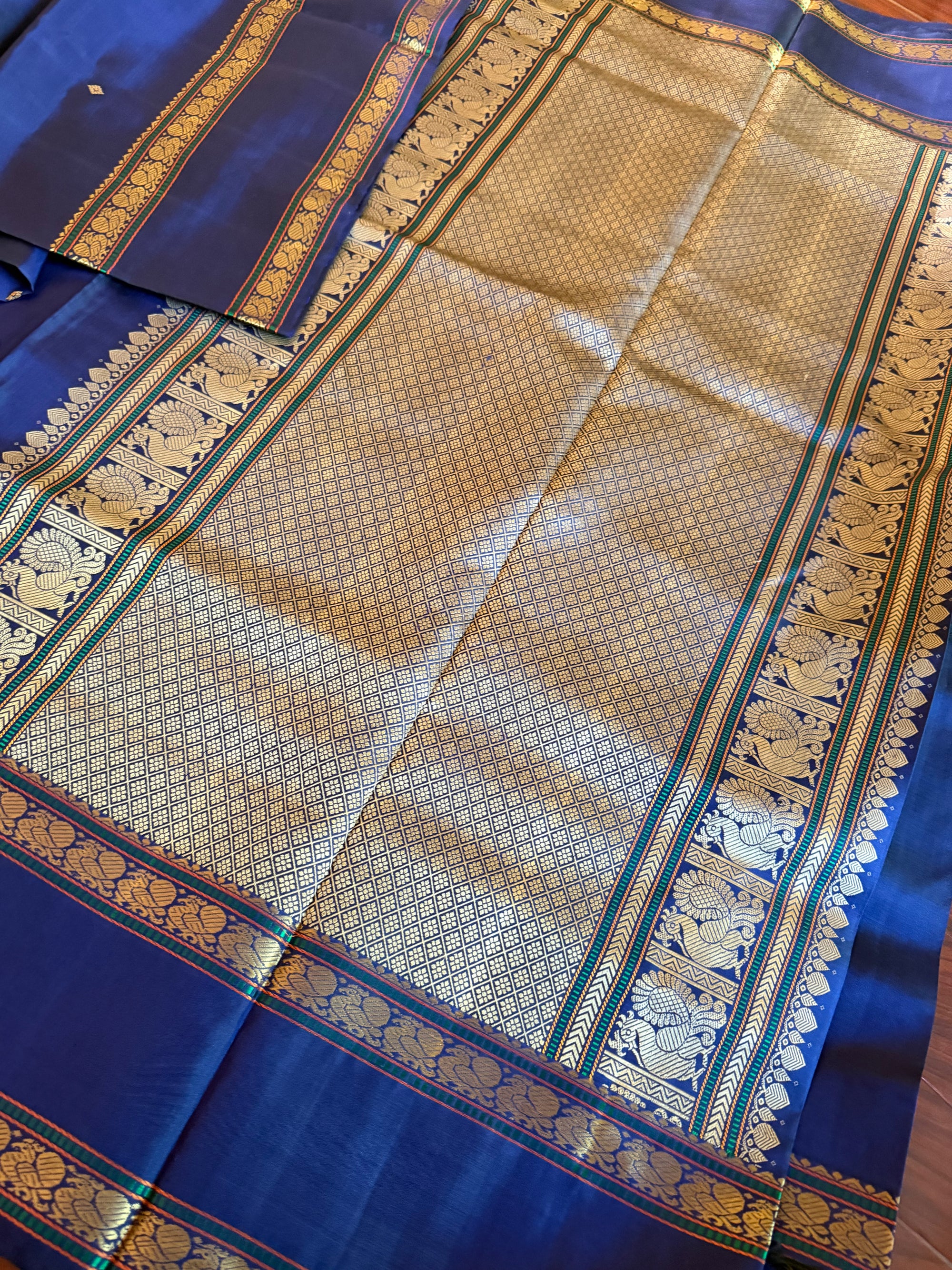 No Zari Kanjivaram Silk: Midnight Blue