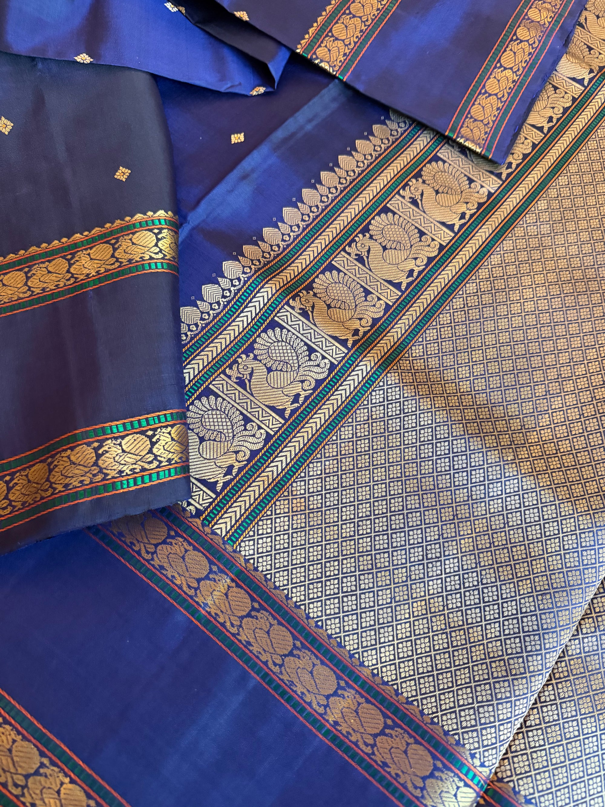 No Zari Kanjivaram Silk: Midnight Blue