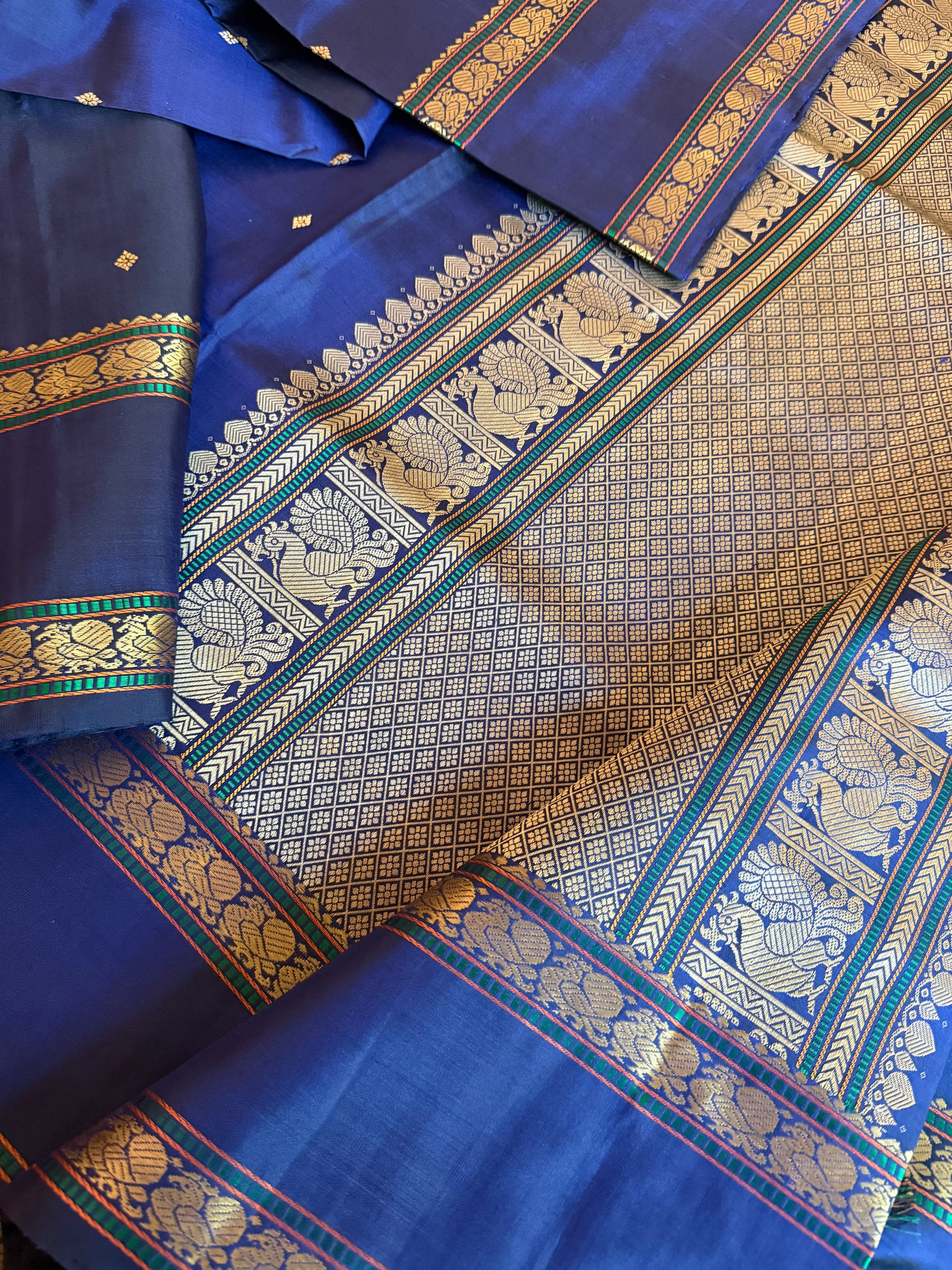 No Zari Kanjivaram Silk: Midnight Blue