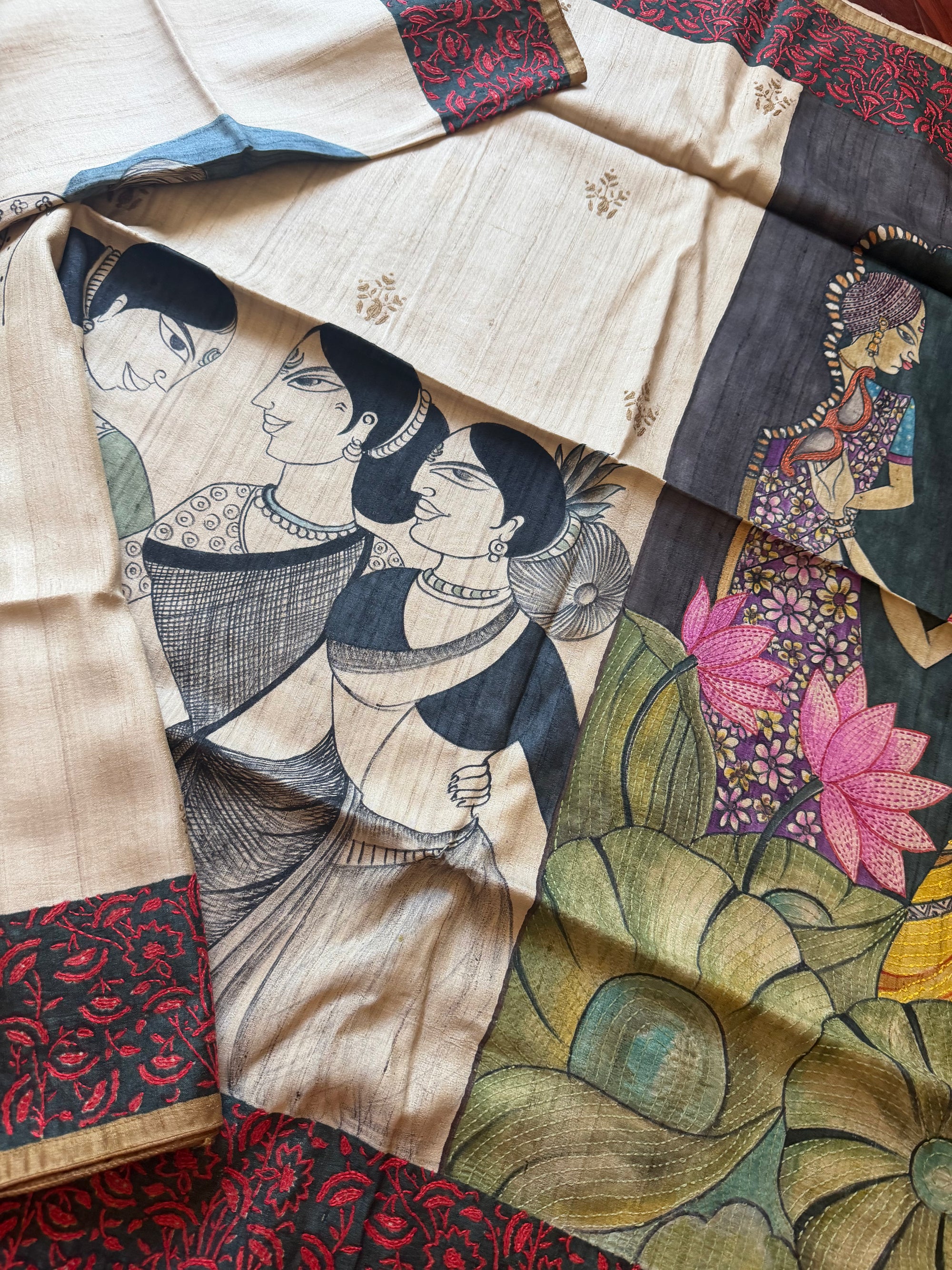 Kamaniya Kantha : Handcrafted Tussar