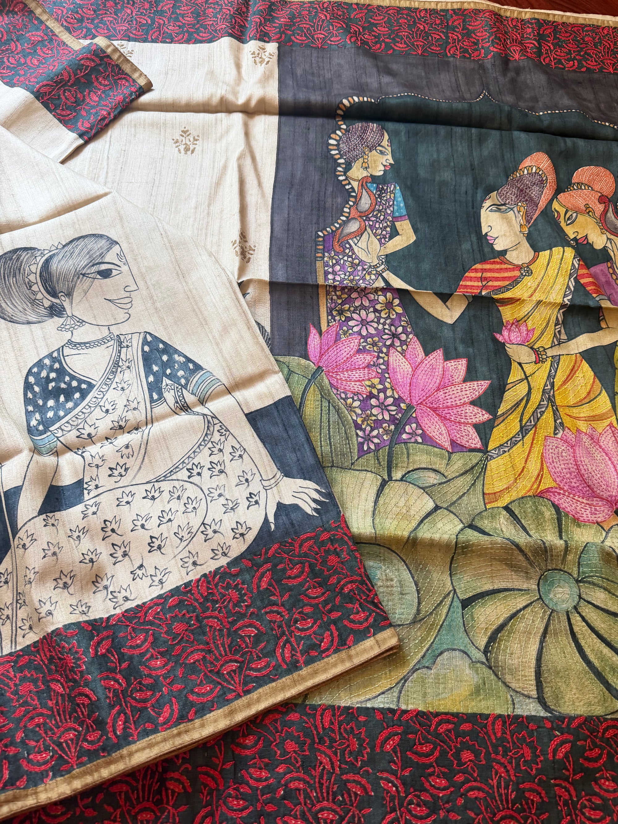 Kamaniya Kantha : Handcrafted Tussar