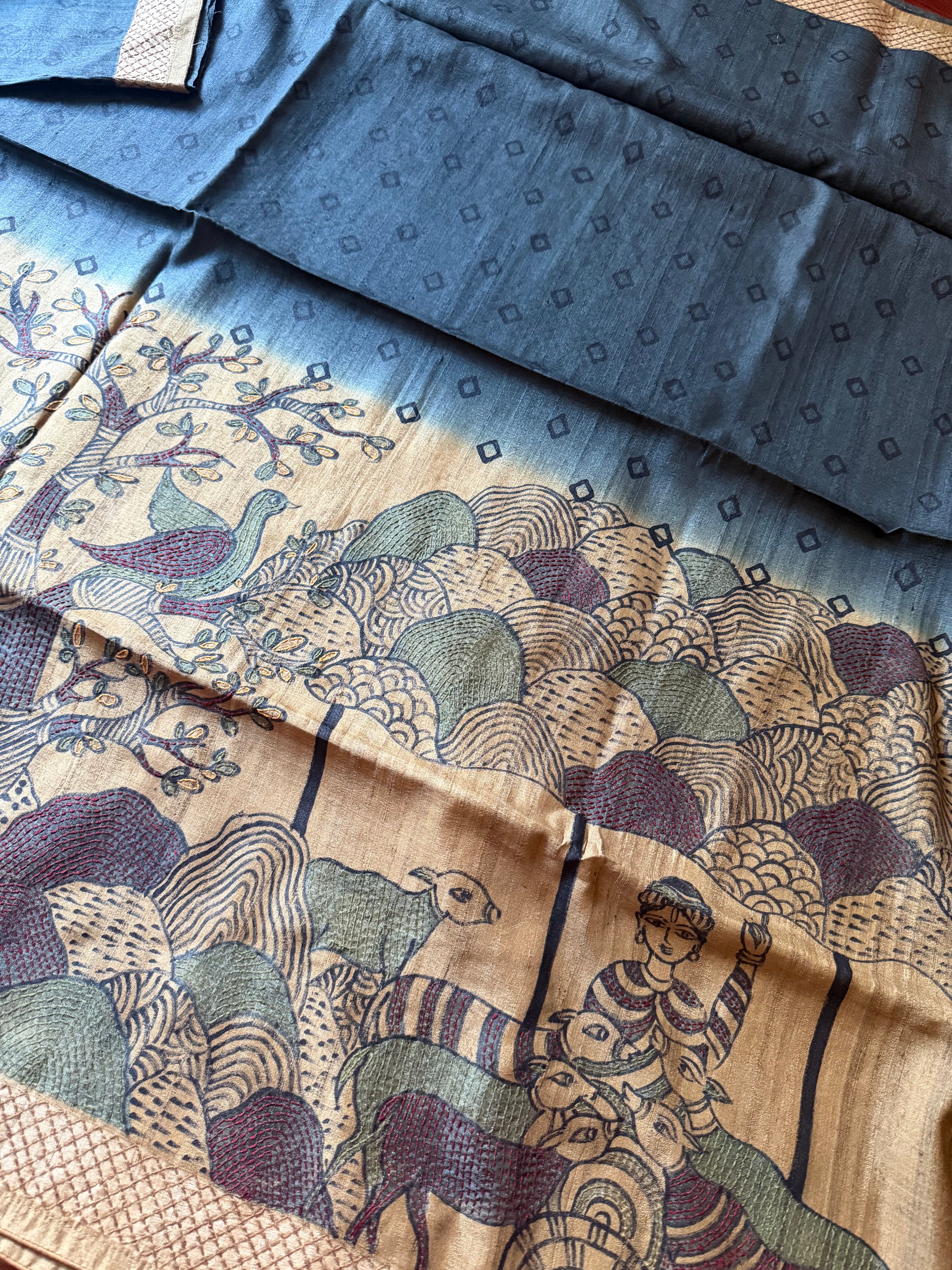 Kamaniya Kantha : Handcrafted Tussar