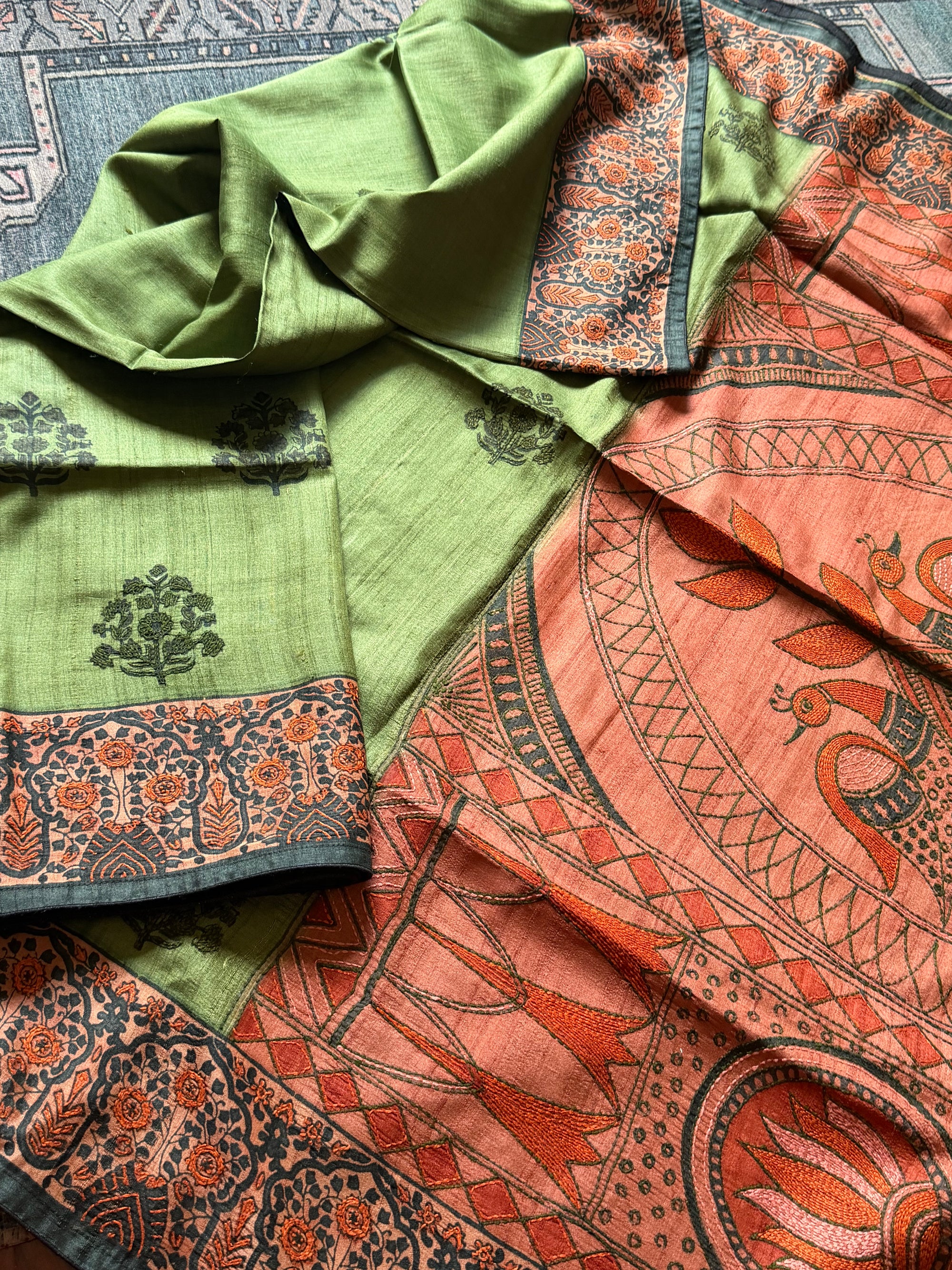 Kamaniya Kantha : Handcrafted Tussar