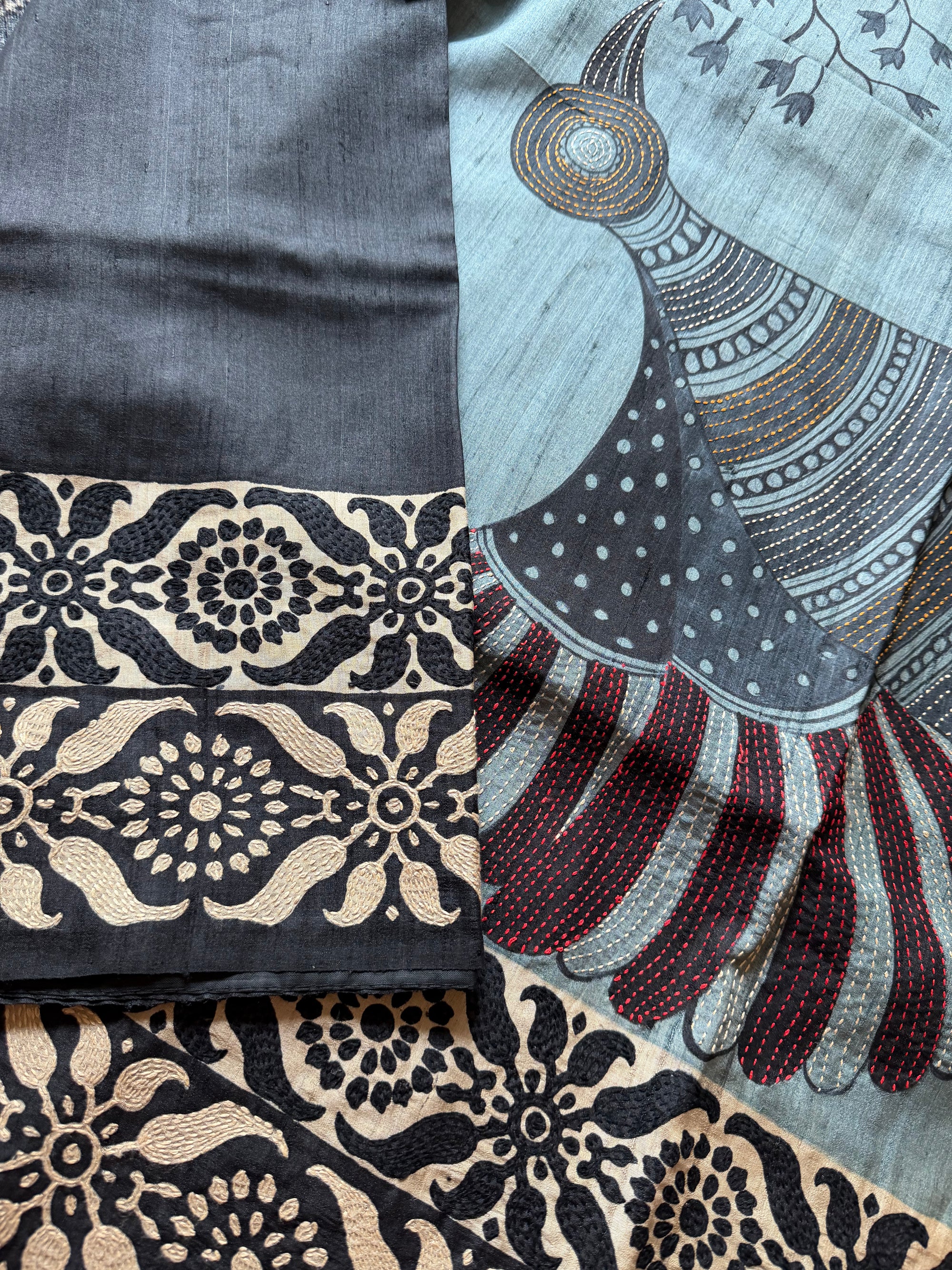 Kamaniya Kantha : Handcrafted Tussar