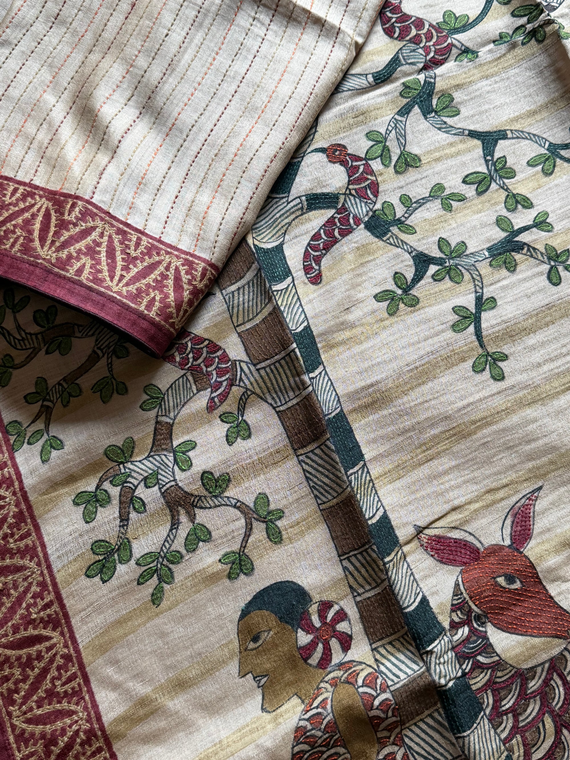 Kamaniya Kantha : Handcrafted Tussar