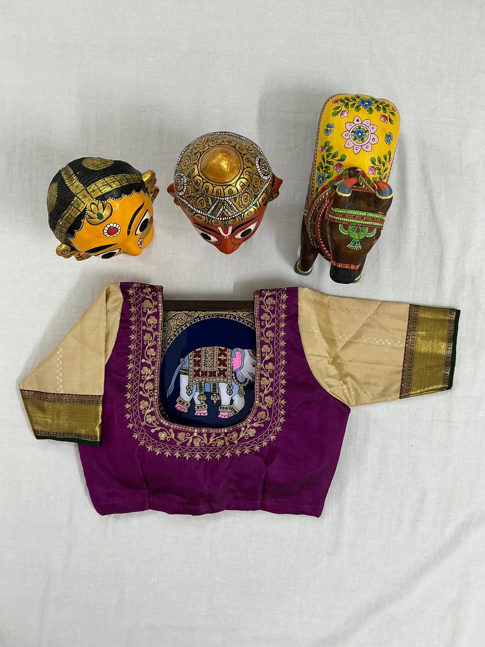 Handcrafted Ready to Wear Blouse : Kanjivaram Silk (Purple)