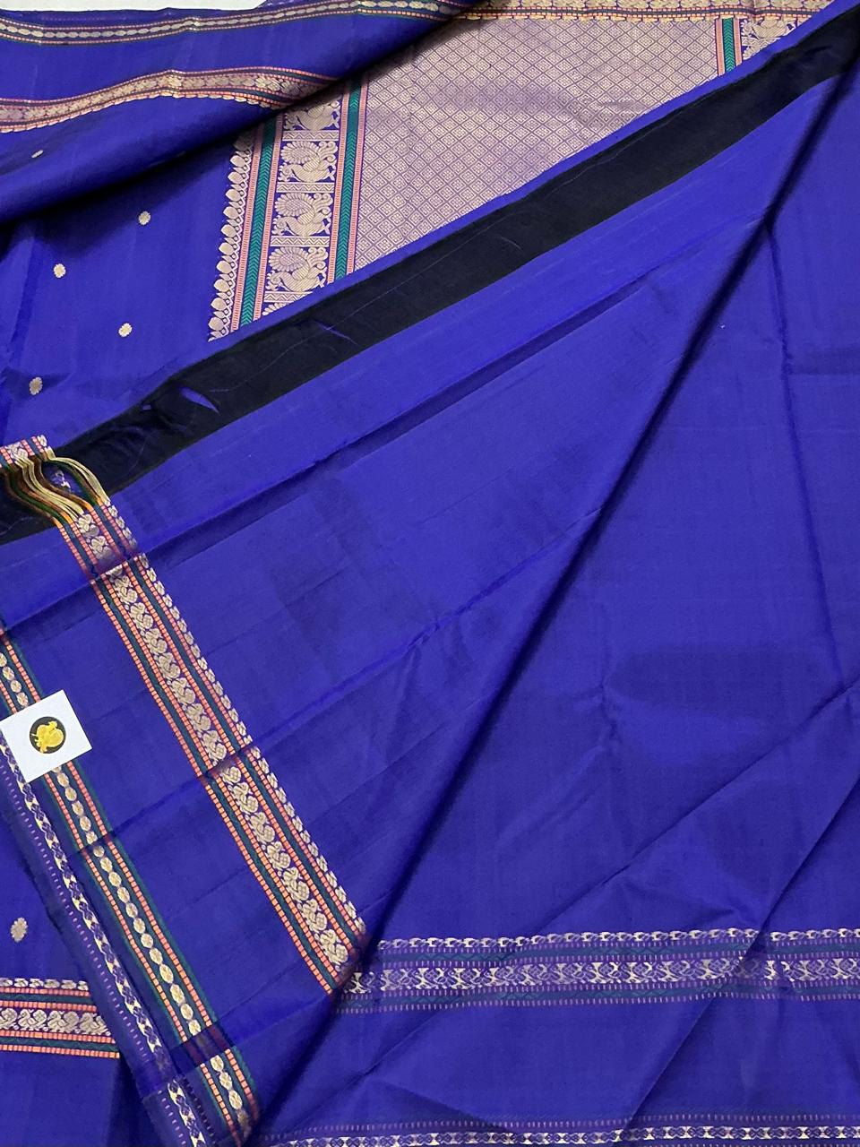 No Zari  Kanjivaram Silk : SELF BORDERS (Royal Blue)