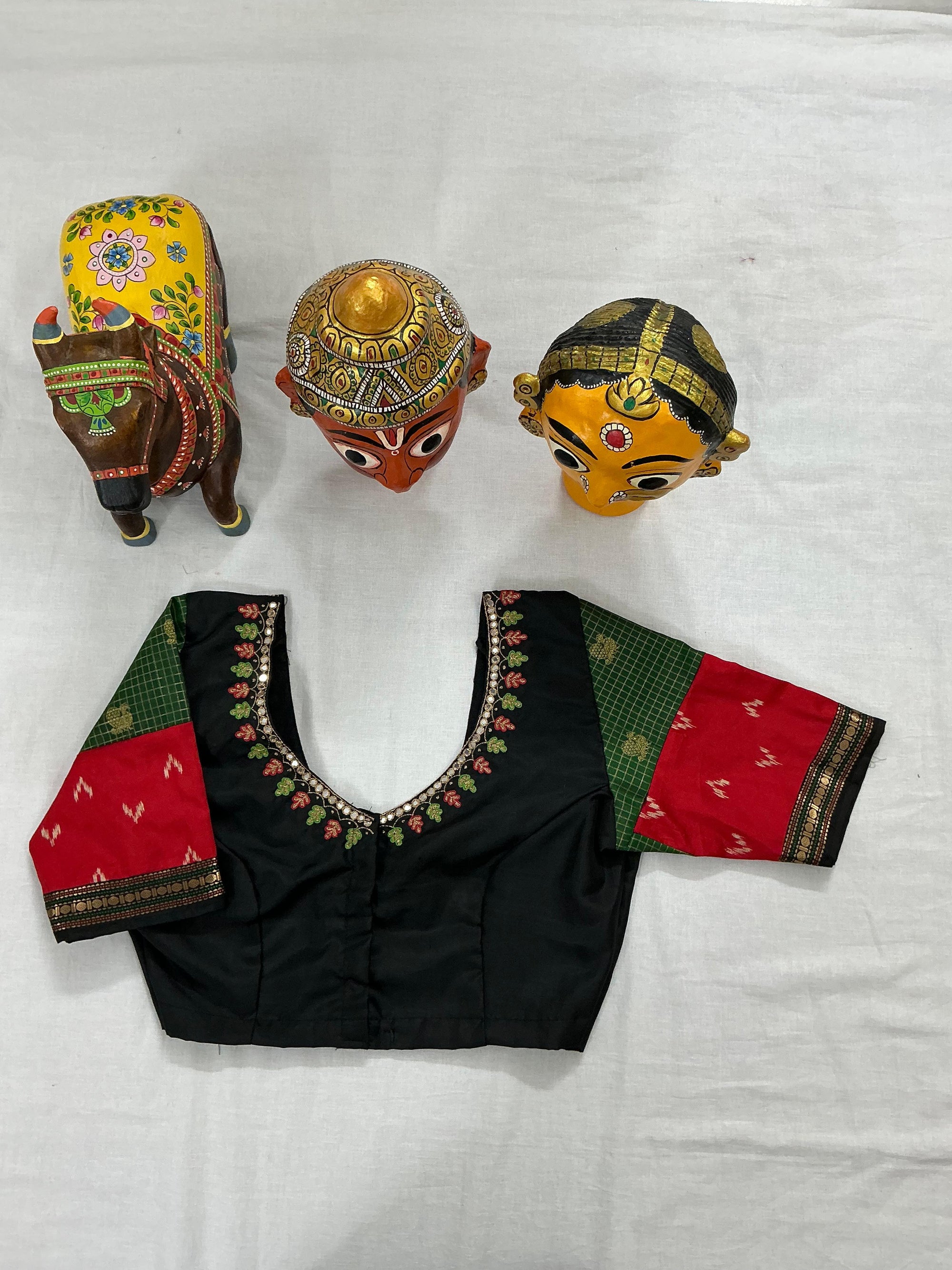 Handcrafted Ready to Wear Blouse : Kanjivaram Silk (Black)