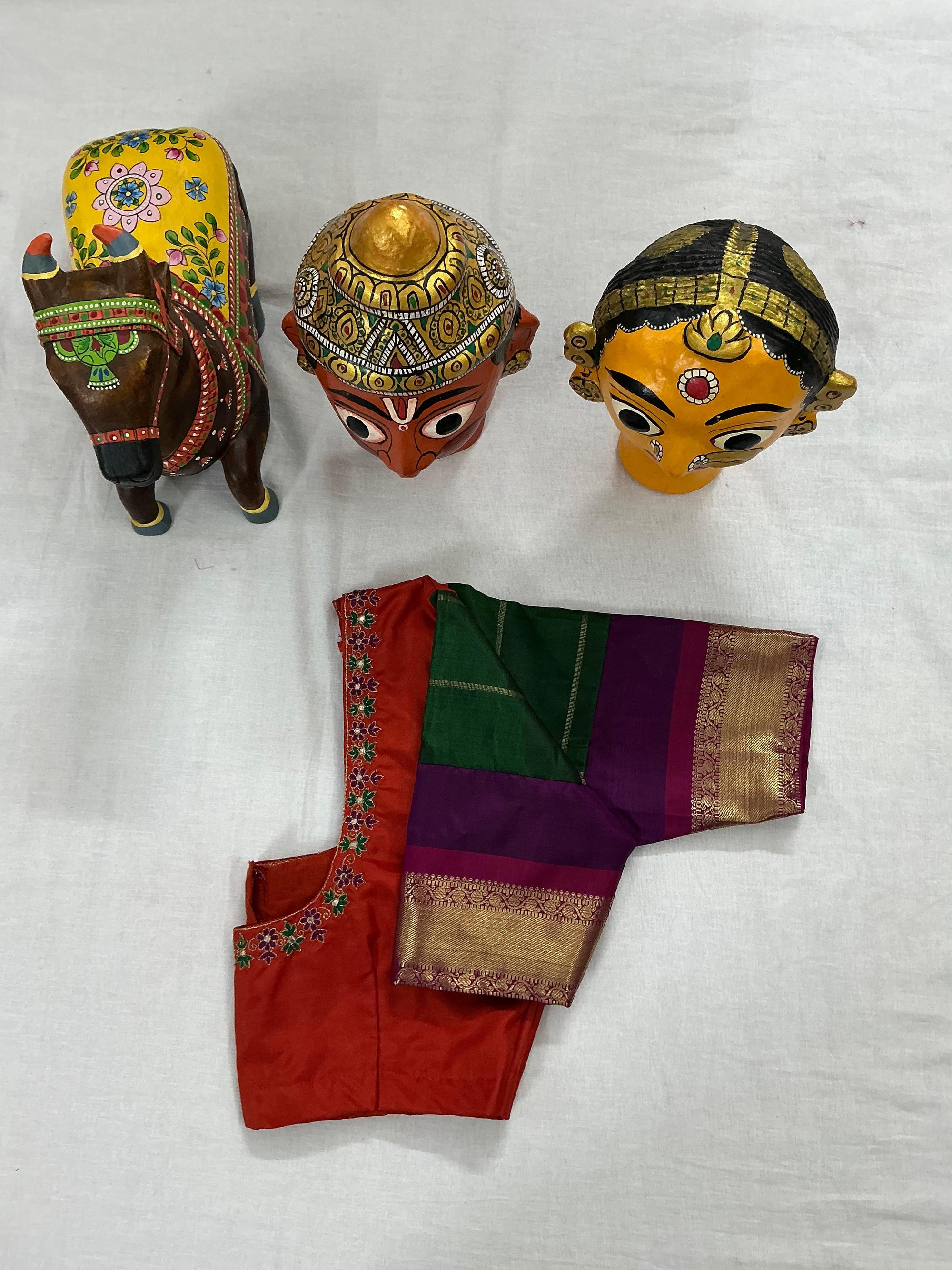Handcrafted Ready to Wear Blouse : Kanjivaram Silk (Orange)