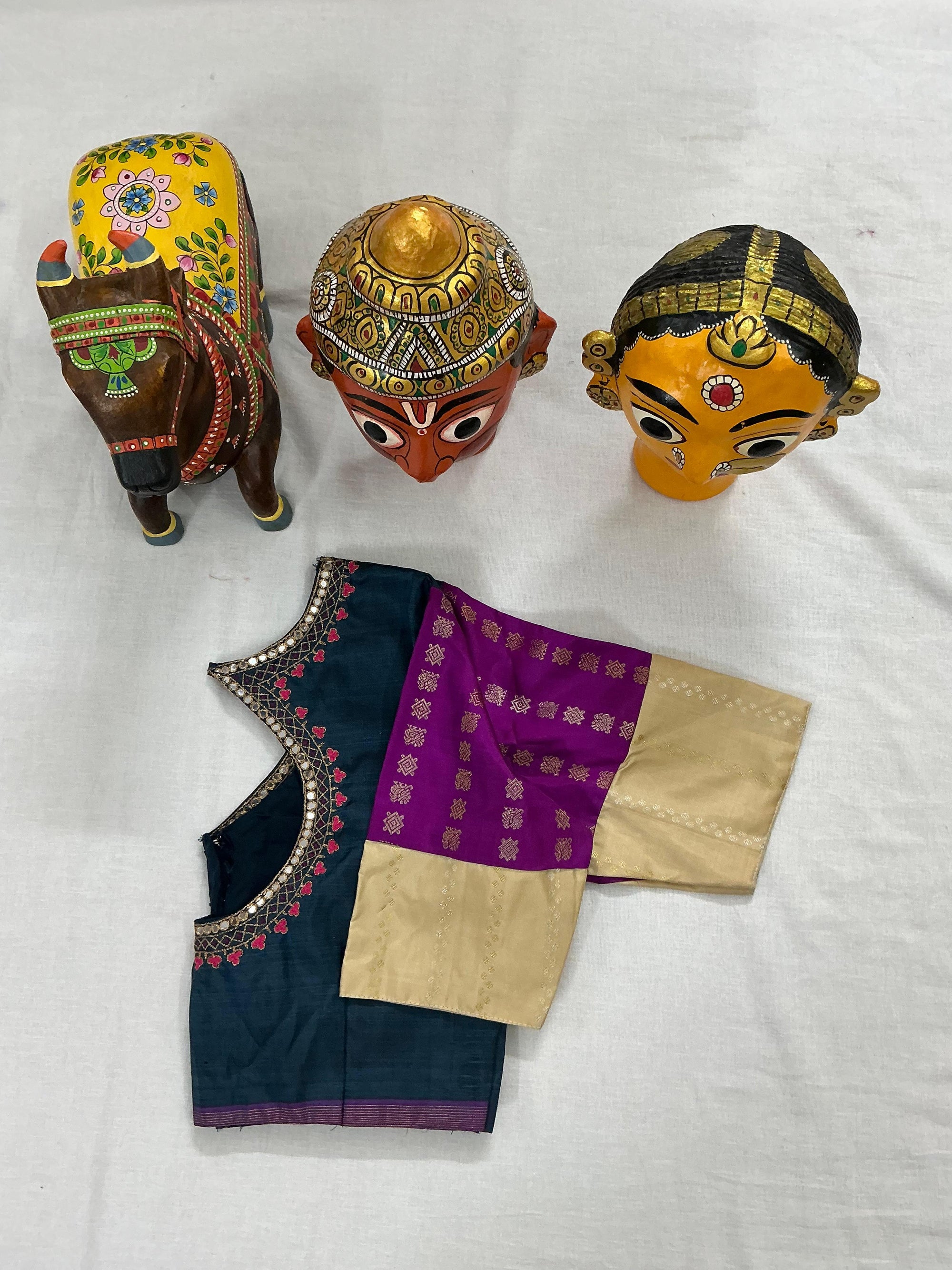 Handcrafted Ready to Wear Blouse : Kanjivaram Silk (Peacock Green)